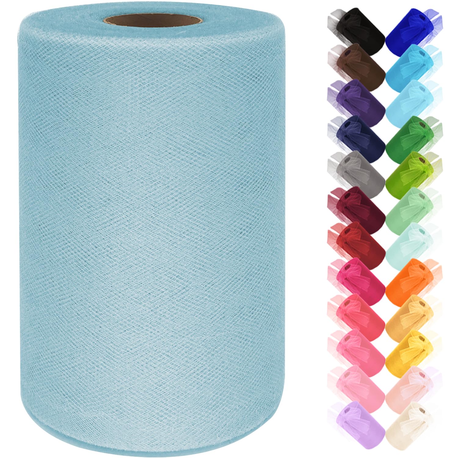 Black Tulle Fabric Roll 6 Inch by 100 Yards (300 ft) Tulle Ribbon Sheer Mesh Netting for DIY Tutu Skirt Gift Wrapping Wedding Baby Shower Birthday Halloween Party Decorations Crafts, 34 Colors (Black)