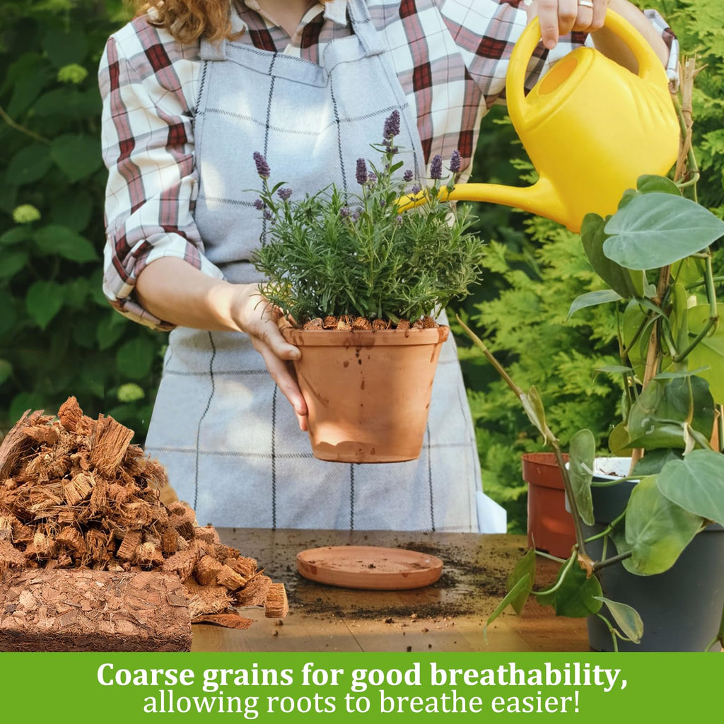 Riare 2 Pack Coco Chips Substrate for Plants- 2.2lb 100% Organic Coconut Husk Brick with Low EC and pH Balanced, High Expansion Coconut Substrate Coco Husk Mulch for Garden Flowers, Herbs, Planting