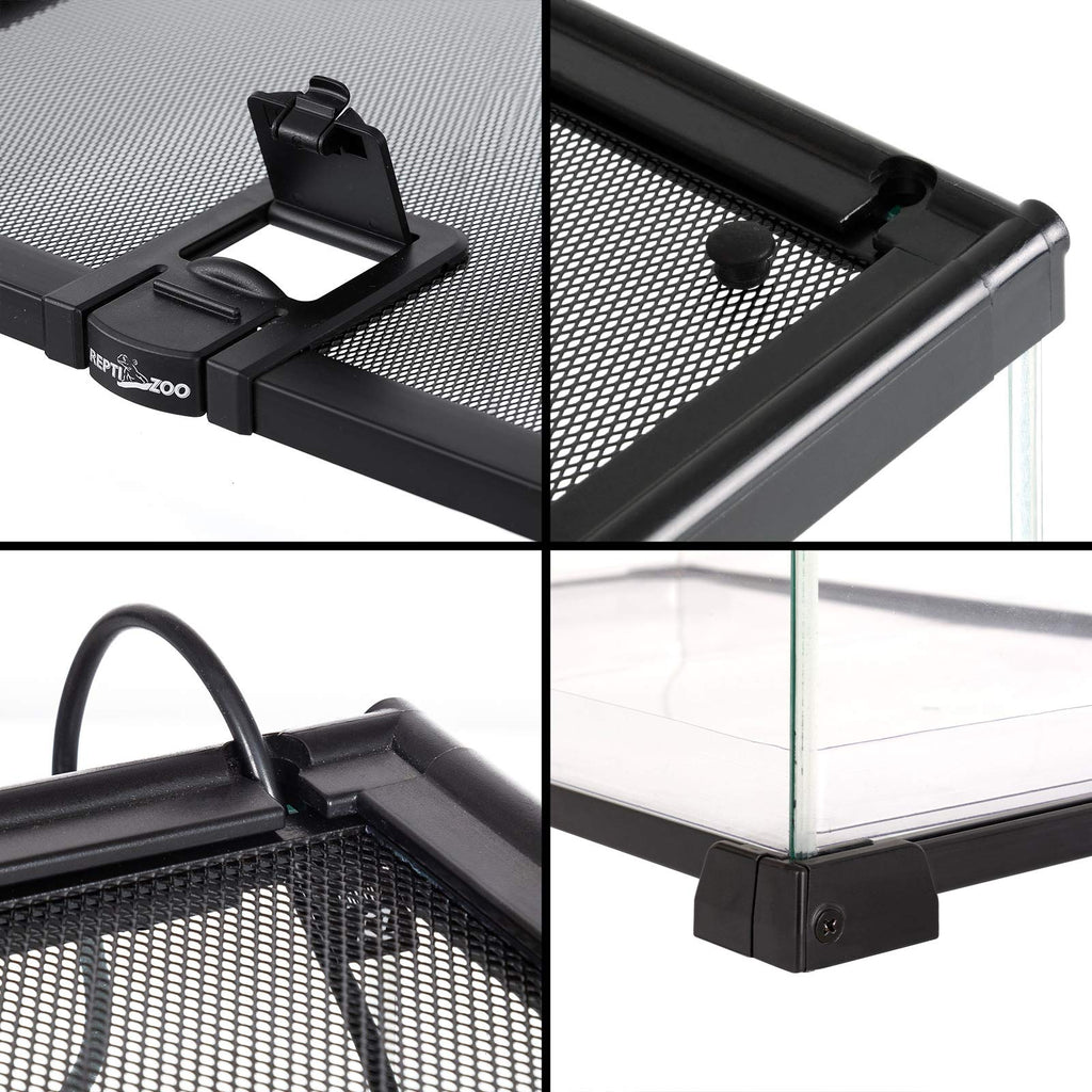 REPTIZOO Small Glass Tank 8 Gallon, Top Opening Terrarium 12" x 12" x 12" Leopard Gecko Tarantula Young Lizard Hermit Crab Frog Insects Breeding Tank