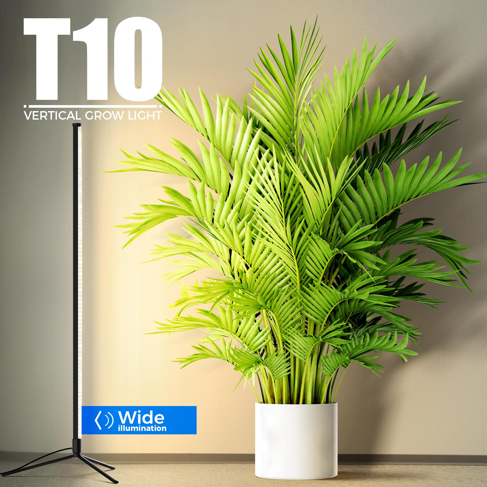 Barrina T10 Pro Standing Grow Light with Timer, 42W, 5000K, Full Spectrum Vertical Tall Grow Lights for Indoor Plants, Wide Coverage, 4FT to 5.6FT Height with Foot Switch, for Flower and Tall Plants