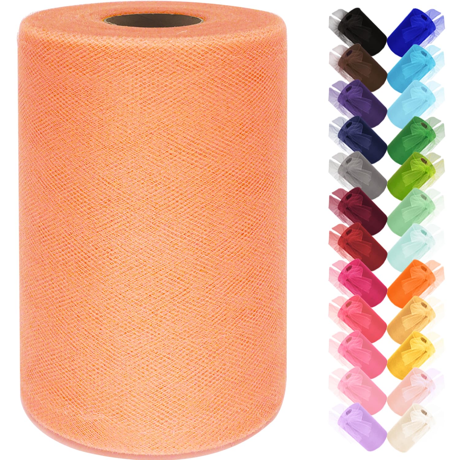 Black Tulle Fabric Roll 6 Inch by 100 Yards (300 ft) Tulle Ribbon Sheer Mesh Netting for DIY Tutu Skirt Gift Wrapping Wedding Baby Shower Birthday Halloween Party Decorations Crafts, 34 Colors (Black)
