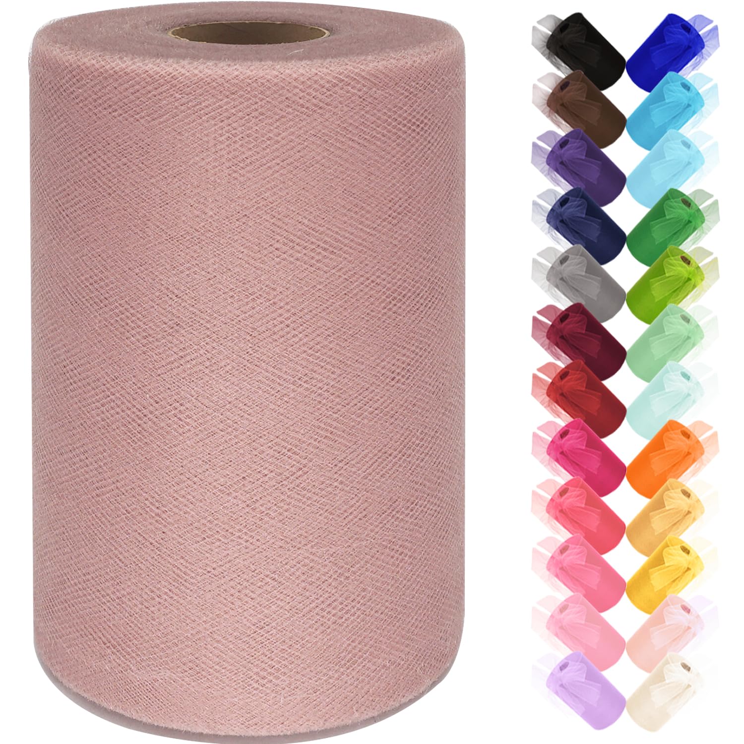 Black Tulle Fabric Roll 6 Inch by 100 Yards (300 ft) Tulle Ribbon Sheer Mesh Netting for DIY Tutu Skirt Gift Wrapping Wedding Baby Shower Birthday Halloween Party Decorations Crafts, 34 Colors (Black)