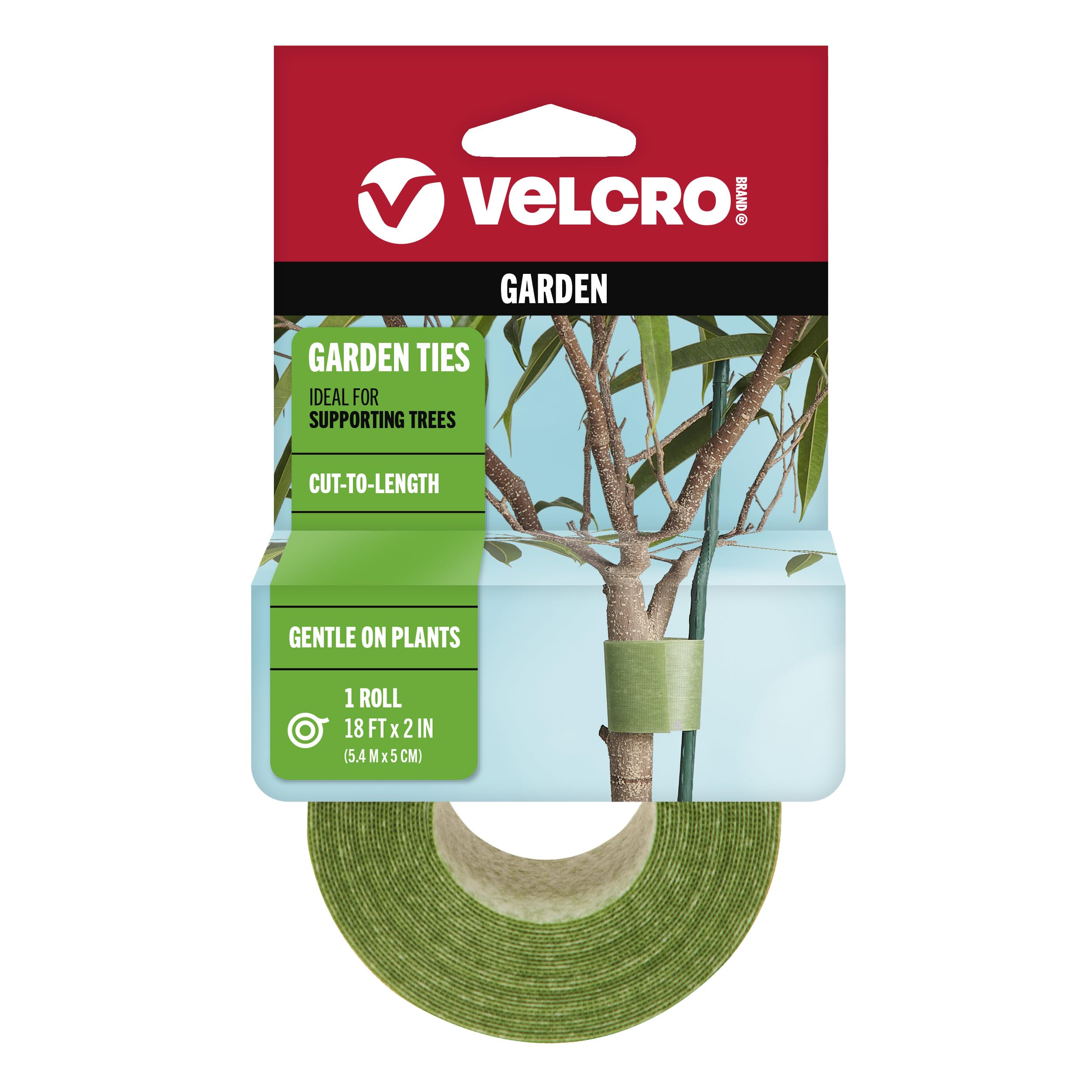 VELCRO Brand Adjustable Plant Ties | 75 ft x 1/2 in Green Garden Tape | Reusable, Cut-to-Length Hook & Loop Plant Support for Staking, Training & Organizing Tomatoes, Vines, and Flowers