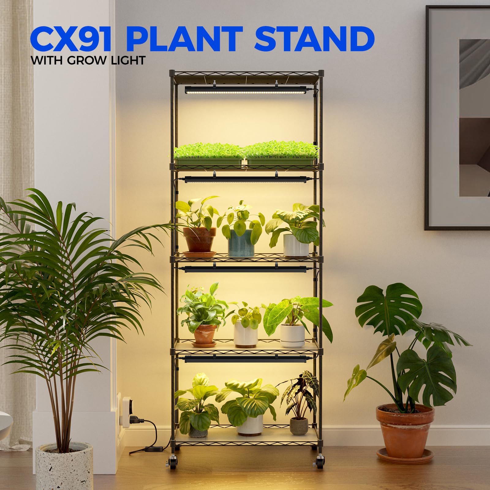 Barrina LH750 Pegboard Indoor Greenhouse with Grow Light, Plant Cabinet with 90W 5000K Full Spectrum Lamps, 3 Adjustable Pegboards, Timer, Wheel, for Foliage Plant, Seedling, 29.5x13.8x67.9IN