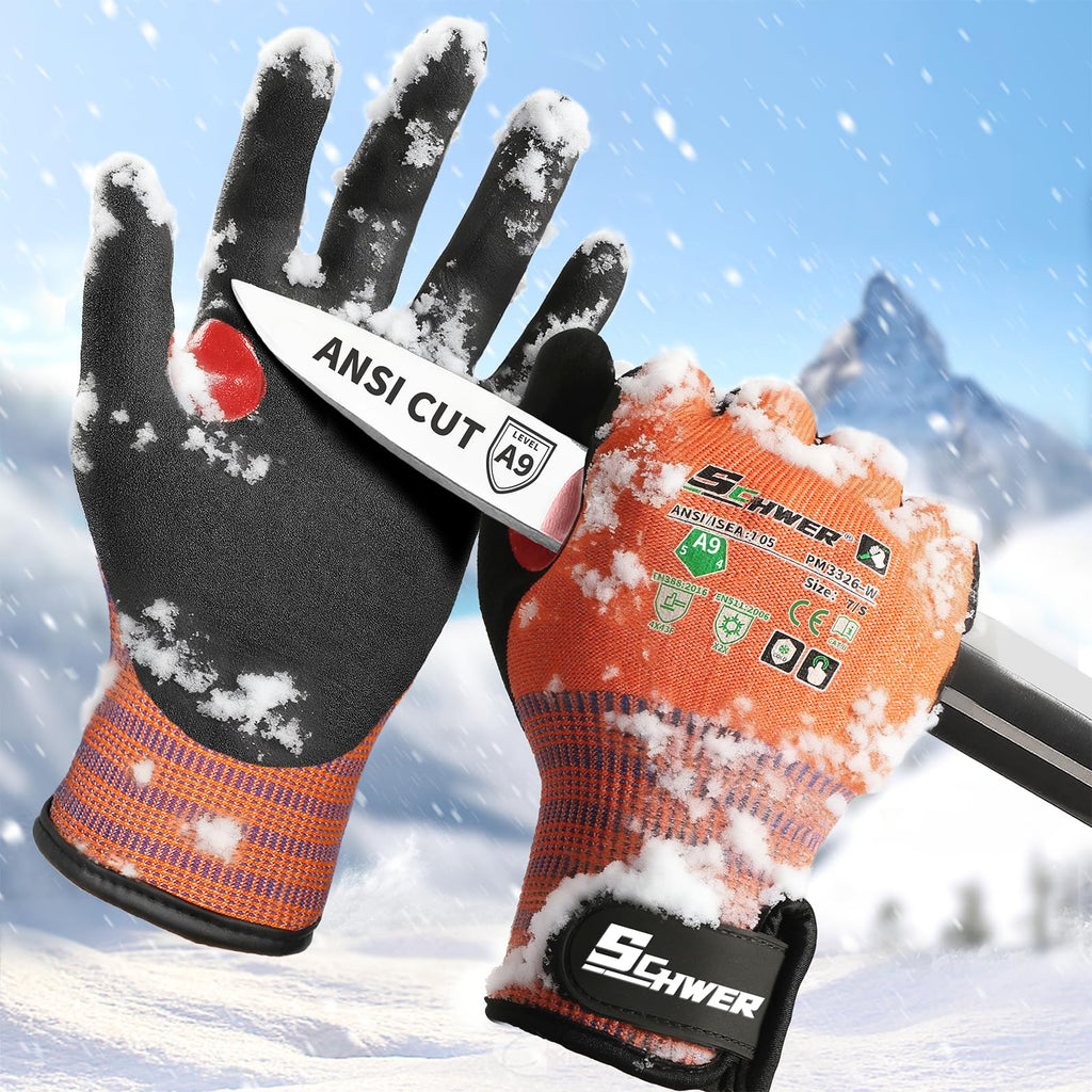 Schwer ProGuard High Level Cut Resistant Work Gloves for Extreme Protection, ANSI A9 Cut Gloves with Reinforced Thumb, Non Slip, Breathable, Durable, Touch-screen, Black 1 Pair（L 3326