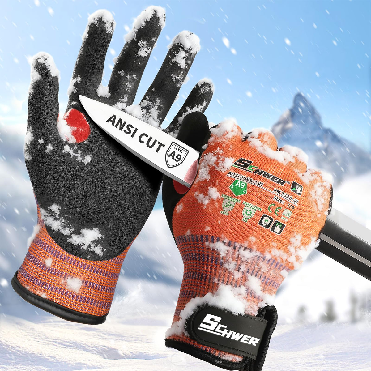 Schwer ProGuard High Level Cut Resistant Work Gloves for Extreme Protection, ANSI A9 Cut Gloves with Reinforced Thumb, Non Slip, Breathable, Durable, Touch-screen, Black 1 Pair（L 3326