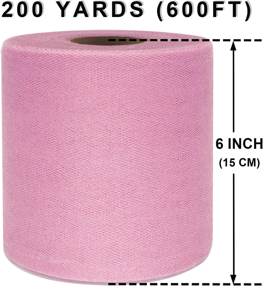 Black Tulle Fabric Roll 6 Inch by 100 Yards (300 ft) Tulle Ribbon Sheer Mesh Netting for DIY Tutu Skirt Gift Wrapping Wedding Baby Shower Birthday Halloween Party Decorations Crafts, 34 Colors (Black)