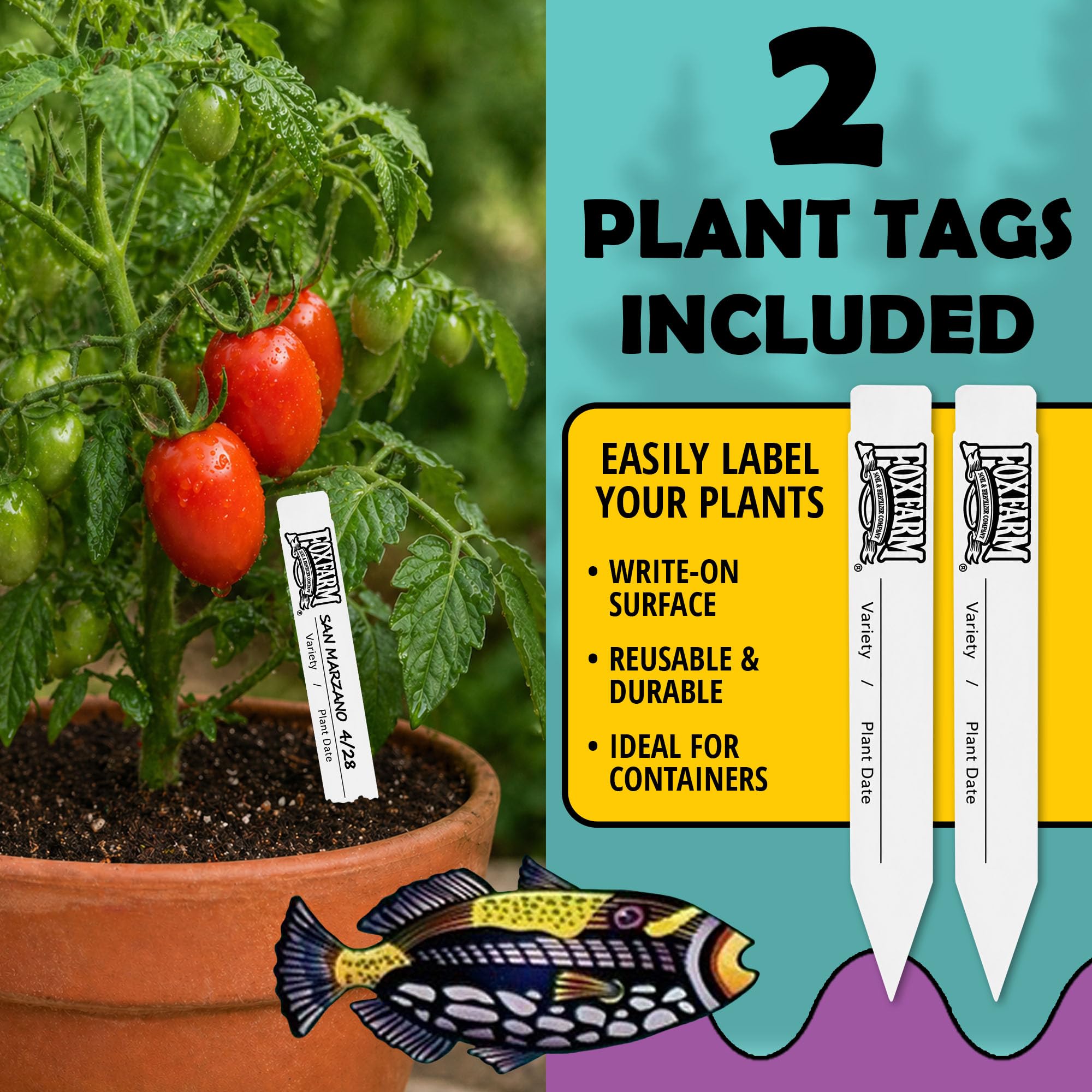 FoxFarm Ocean Forest Potting Soil with 2 Plant Tags, 1.5 cu ft – Light, Aerated Texture – for All Container Plants
