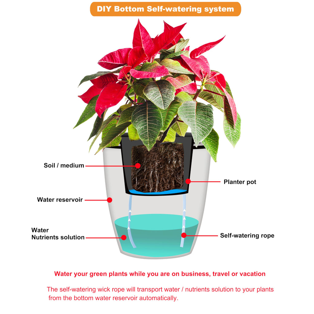 ORIMERC 200 feet 1/12 inch Self Watering Capillary Wick Cord Vacation Plant Sitter DIY Hydroponic Wicking Rope Seeds Start Planter Pot Automatic Potted Flower Passive Lazy Waterer String System Device