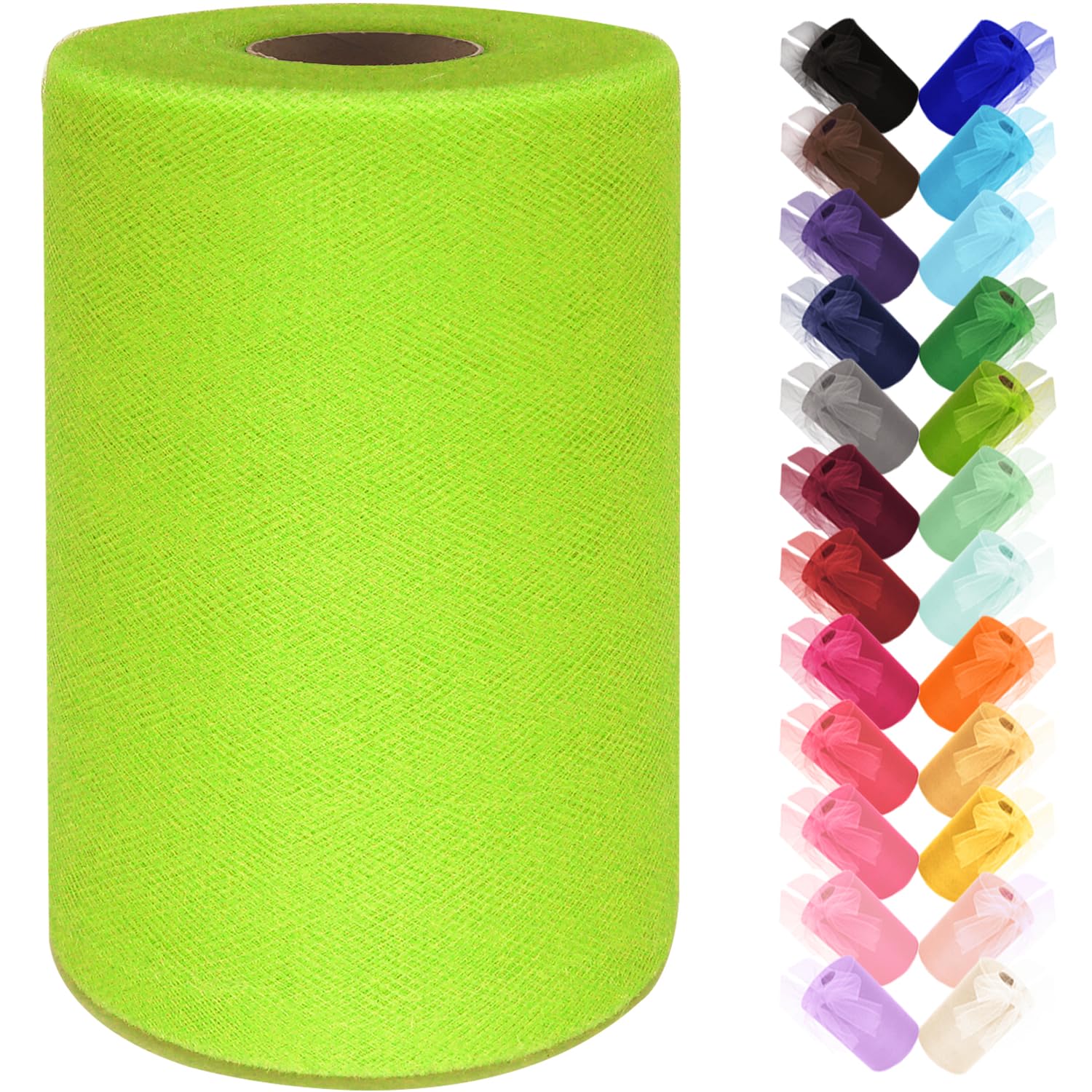 Black Tulle Fabric Roll 6 Inch by 100 Yards (300 ft) Tulle Ribbon Sheer Mesh Netting for DIY Tutu Skirt Gift Wrapping Wedding Baby Shower Birthday Halloween Party Decorations Crafts, 34 Colors (Black)