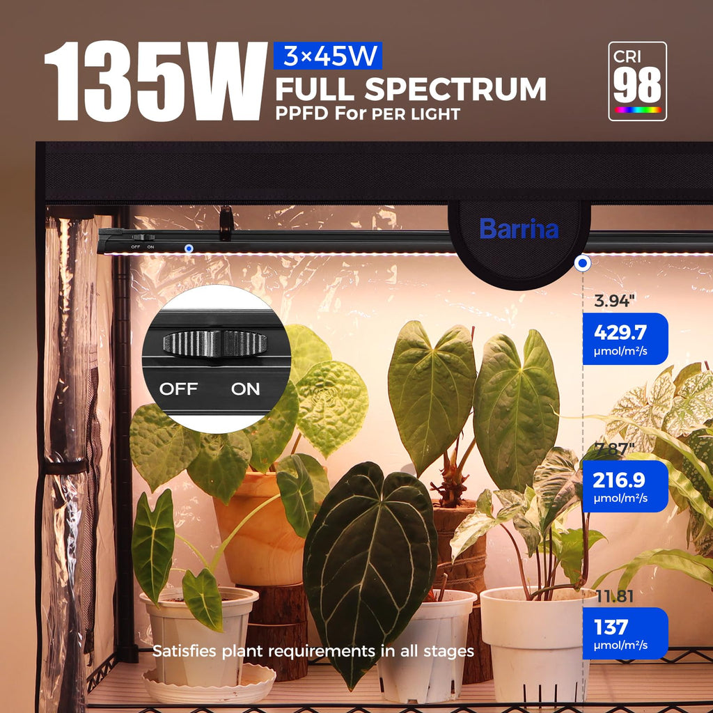 Barrina LP1200 Indoor Greenhouse with Grow Light, 4 Tier Stand with Tent