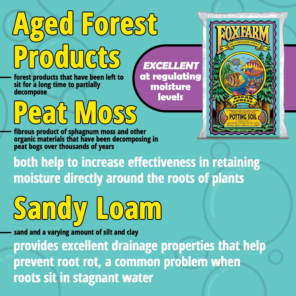 FoxFarm Ocean Forest Potting Soil with 2 Plant Tags, 1.5 cu ft – Light, Aerated Texture – for All Container Plants