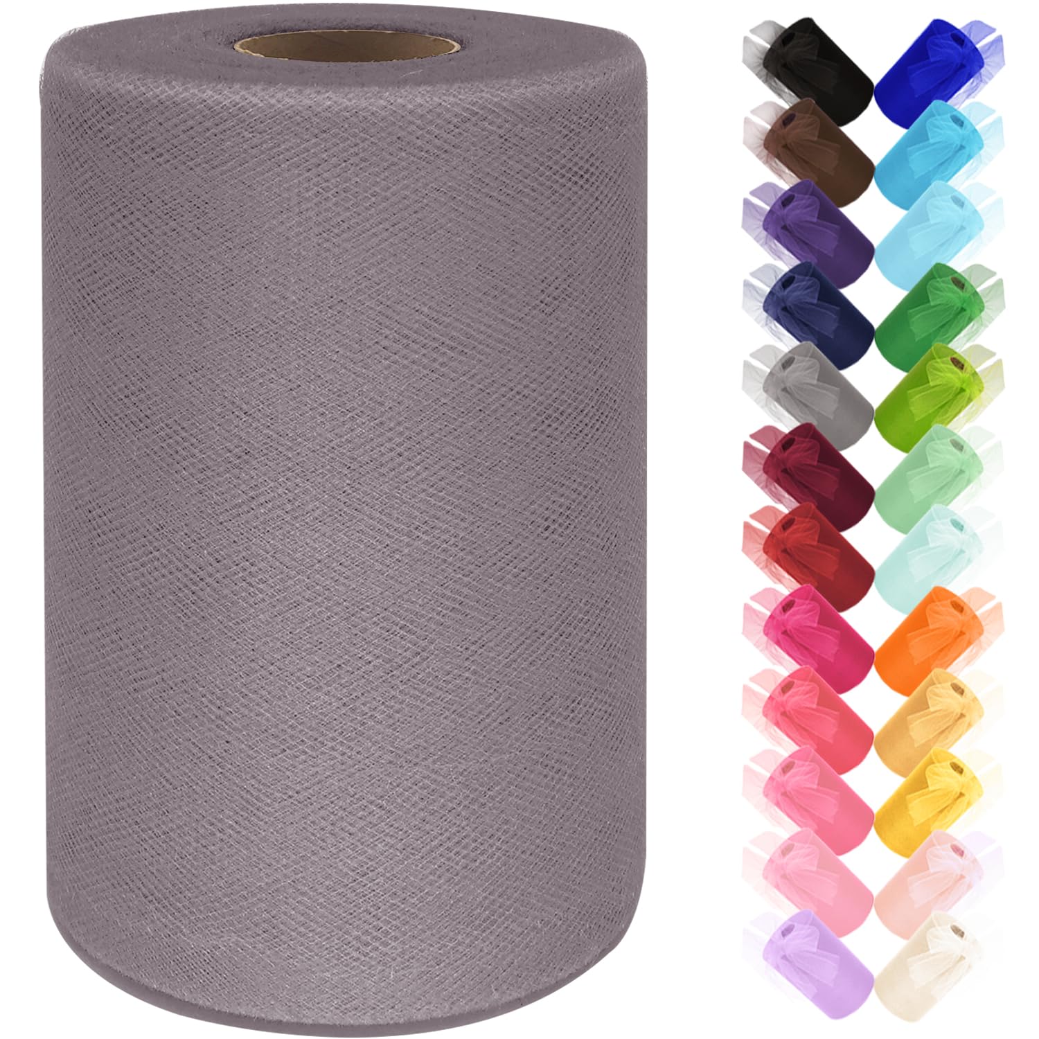 Black Tulle Fabric Roll 6 Inch by 100 Yards (300 ft) Tulle Ribbon Sheer Mesh Netting for DIY Tutu Skirt Gift Wrapping Wedding Baby Shower Birthday Halloween Party Decorations Crafts, 34 Colors (Black)