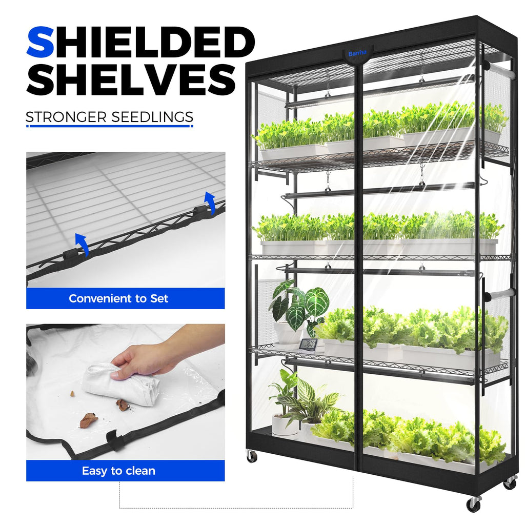 Barrina LP1200 Indoor Greenhouse with Grow Light, 4 Tier Stand with Tent