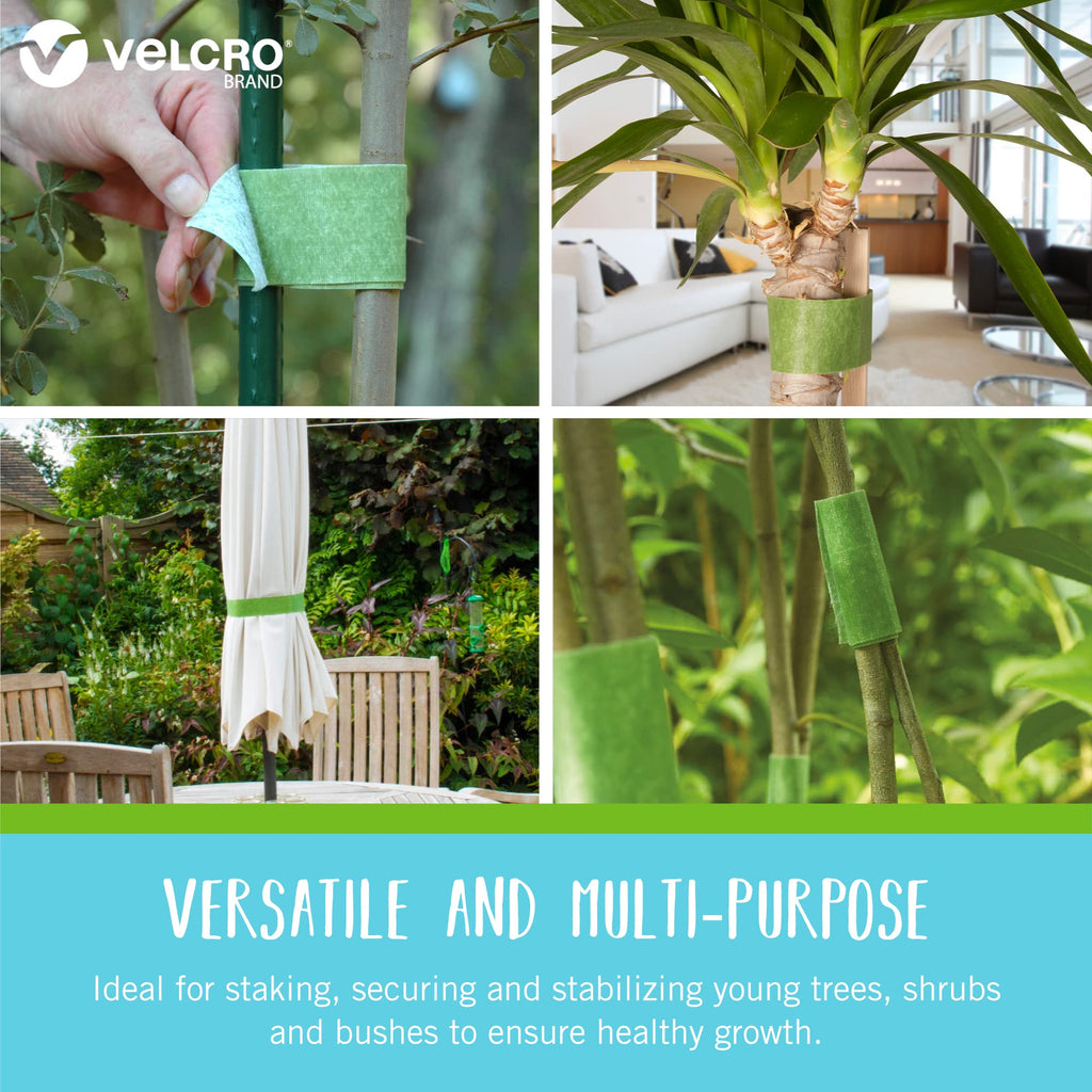 VELCRO Brand Adjustable Plant Ties | 75 ft x 1/2 in Green Garden Tape | Reusable, Cut-to-Length Hook & Loop Plant Support for Staking, Training & Organizing Tomatoes, Vines, and Flowers