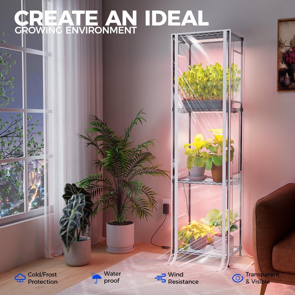 Barrina LH750 Pegboard Indoor Greenhouse with Grow Light, Plant Cabinet with 90W 5000K Full Spectrum Lamps, 3 Adjustable Pegboards, Timer, Wheel, for Foliage Plant, Seedling, 29.5x13.8x67.9IN