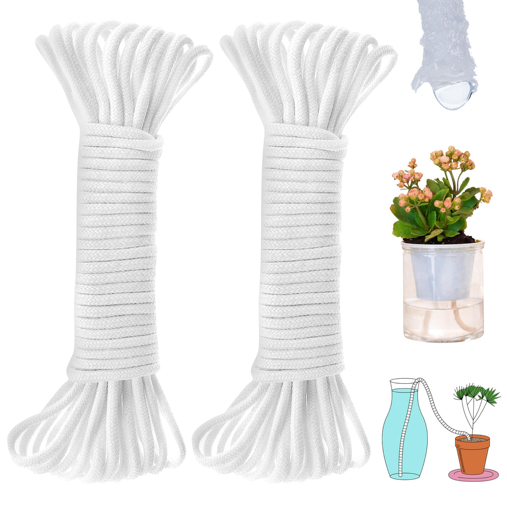 ORIMERC 200 feet 1/12 inch Self Watering Capillary Wick Cord Vacation Plant Sitter DIY Hydroponic Wicking Rope Seeds Start Planter Pot Automatic Potted Flower Passive Lazy Waterer String System Device