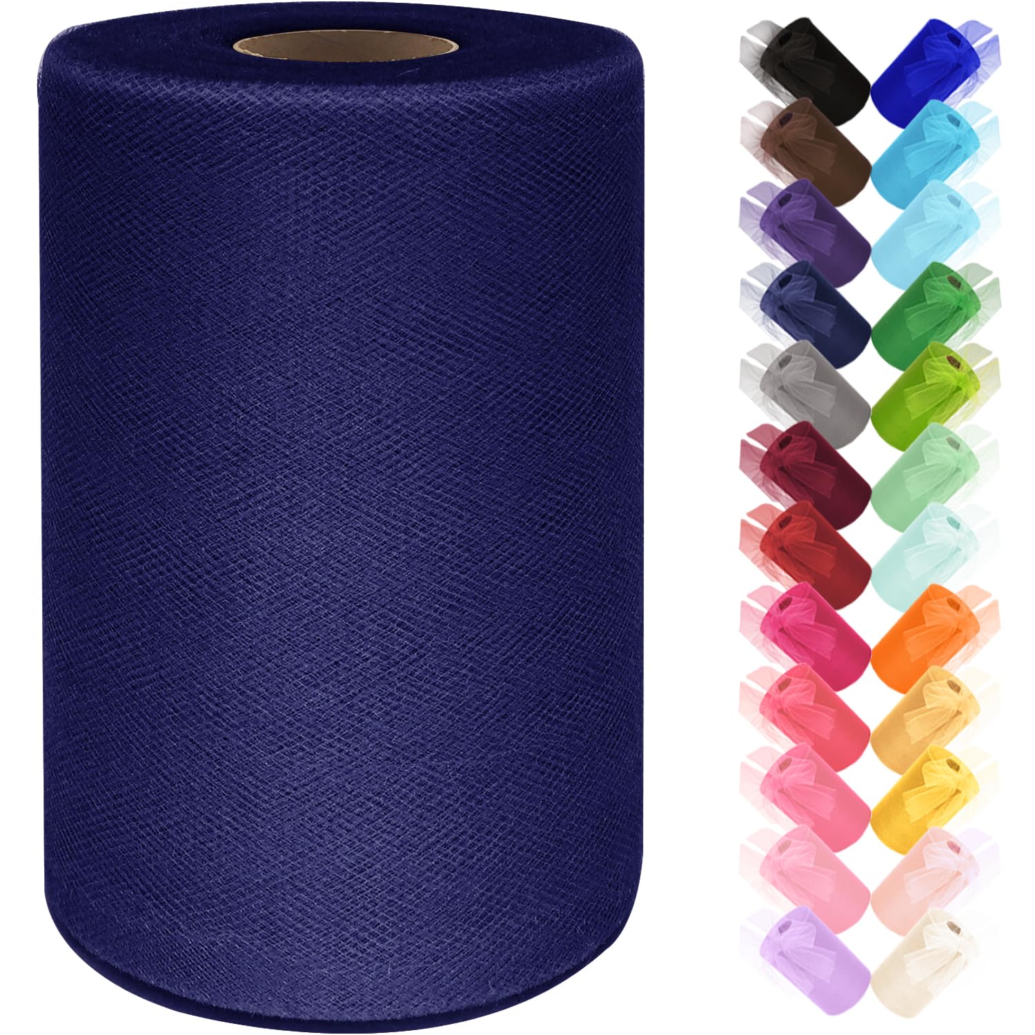 Black Tulle Fabric Roll 6 Inch by 100 Yards (300 ft) Tulle Ribbon Sheer Mesh Netting for DIY Tutu Skirt Gift Wrapping Wedding Baby Shower Birthday Halloween Party Decorations Crafts, 34 Colors (Black)