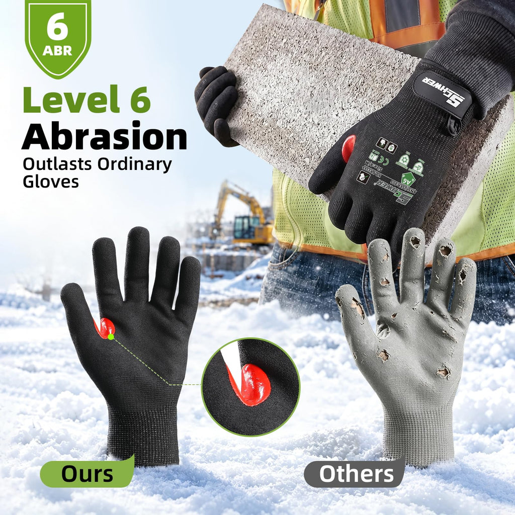 Schwer ProGuard High Level Cut Resistant Work Gloves for Extreme Protection, ANSI A9 Cut Gloves with Reinforced Thumb, Non Slip, Breathable, Durable, Touch-screen, Black 1 Pair（L 3326