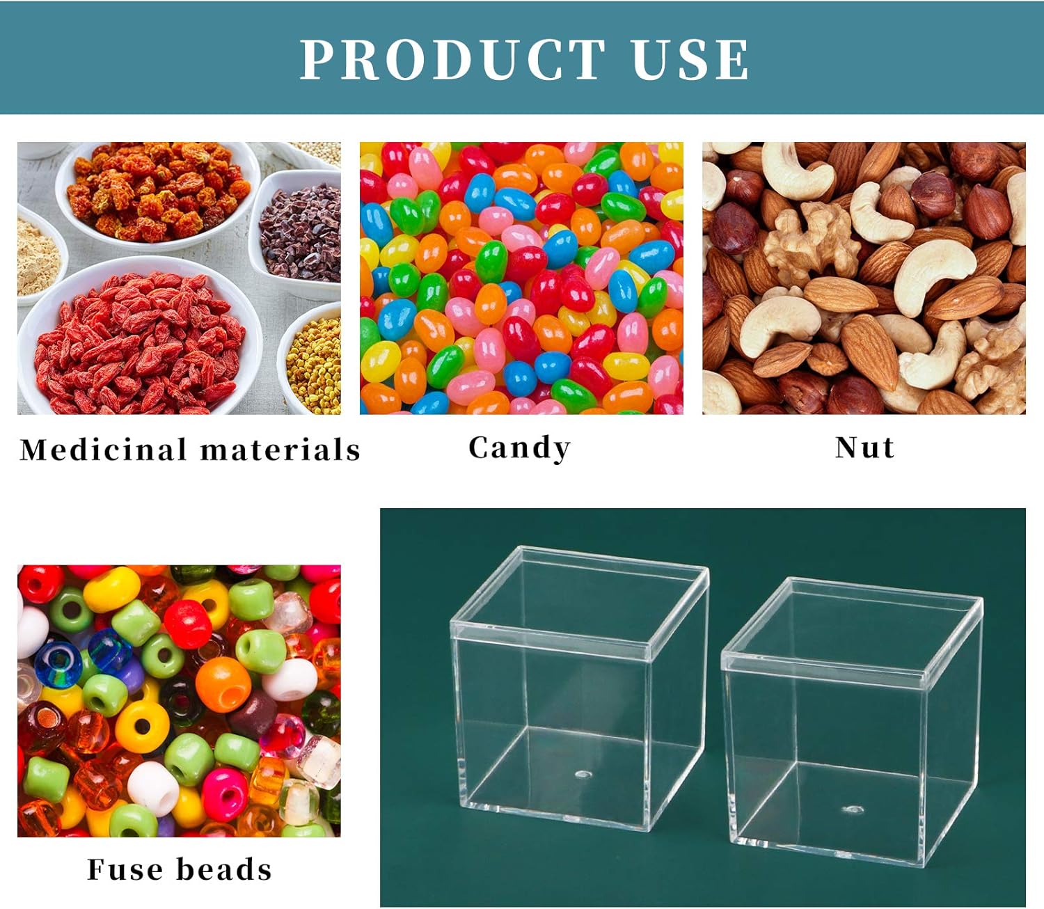 dedoot Small Acrylic Box with Lid 2.2x2.2x1.3 Inch, 4 Pack Suqare Plastic Box Acrylic Storage Cube Boxes Candy Container for Candy, Jewelry Accessories, Tiny Items