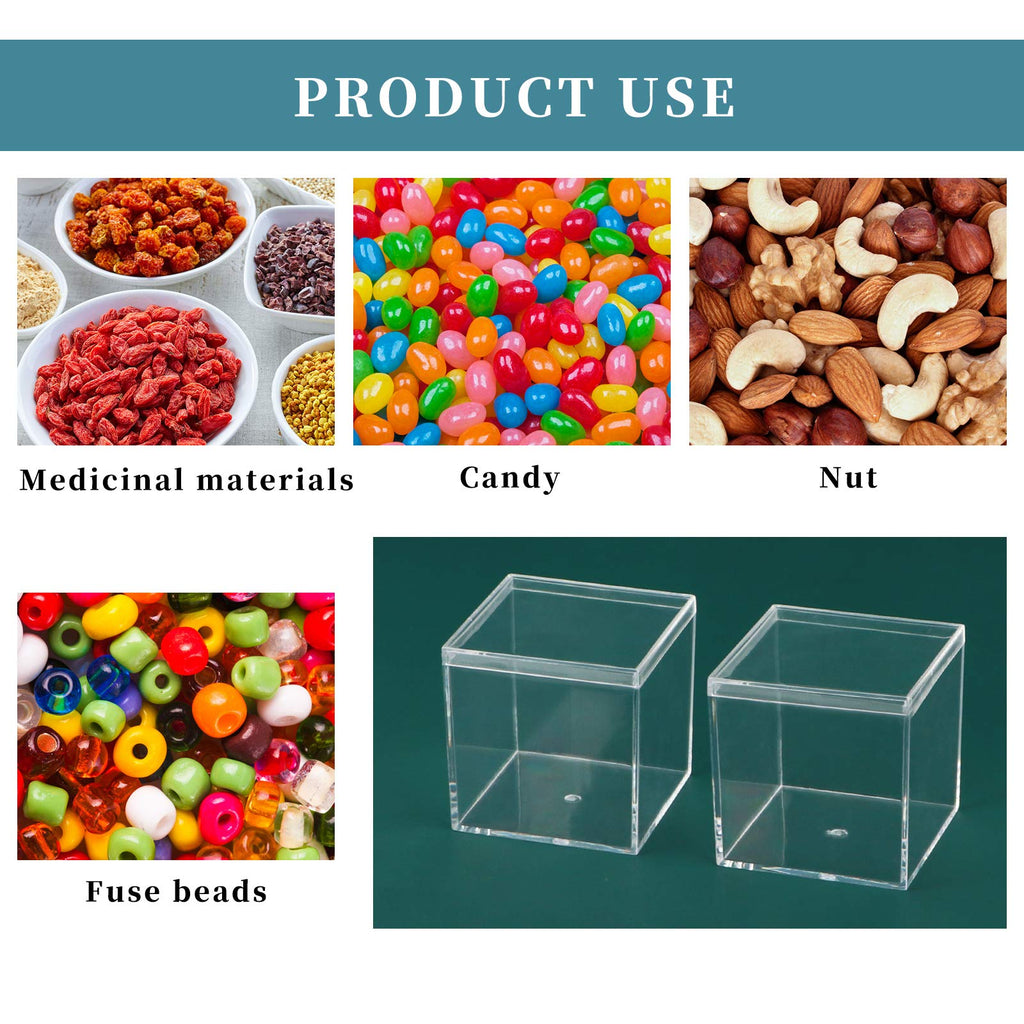 dedoot Small Acrylic Box with Lid 2.2x2.2x1.3 Inch, 4 Pack Suqare Plastic Box Acrylic Storage Cube Boxes Candy Container for Candy, Jewelry Accessories, Tiny Items