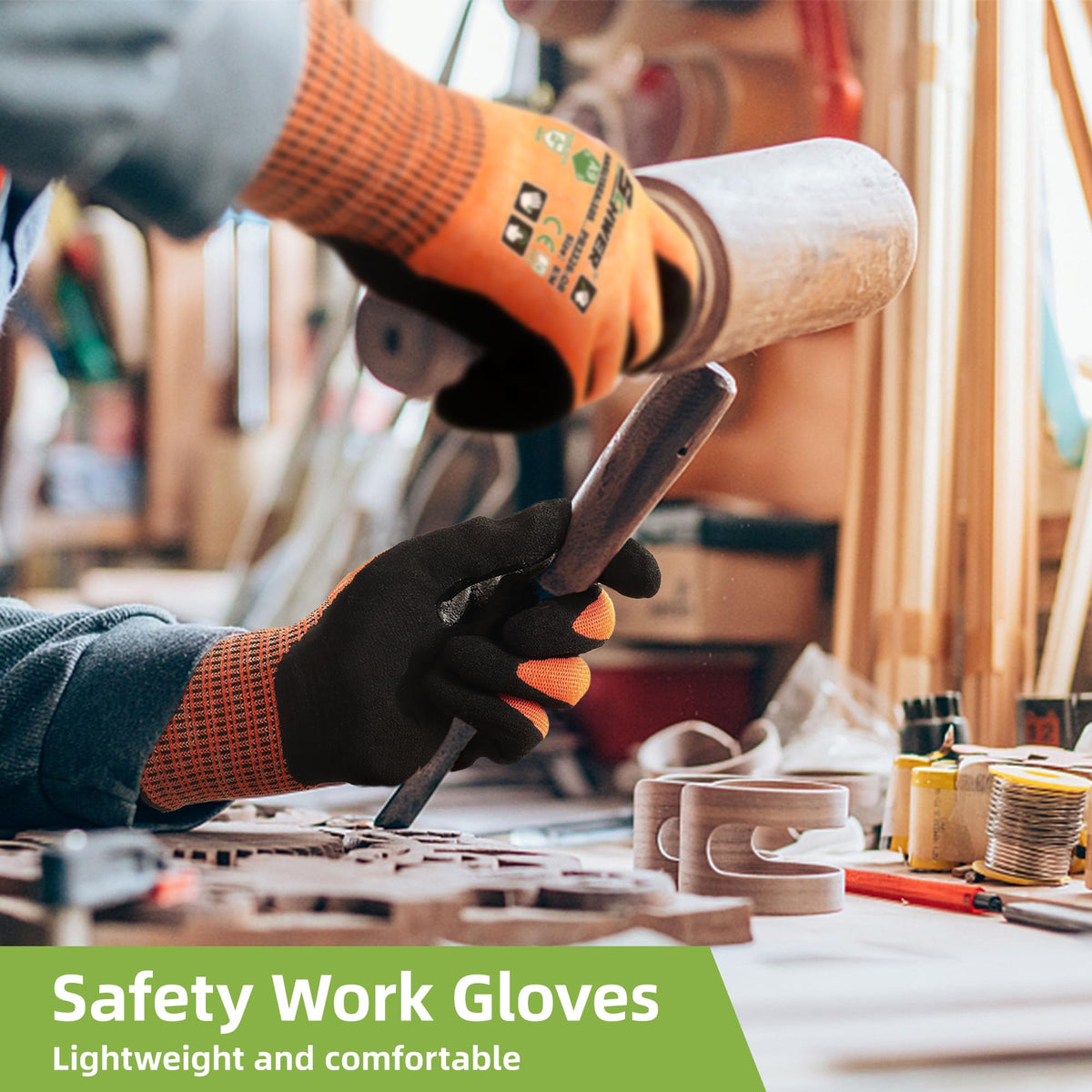 Schwer ProGuard High Level Cut Resistant Work Gloves for Extreme Protection, ANSI A9 Cut Gloves with Reinforced Thumb, Non Slip, Breathable, Durable, Touch-screen, Black 1 Pair（L 3326