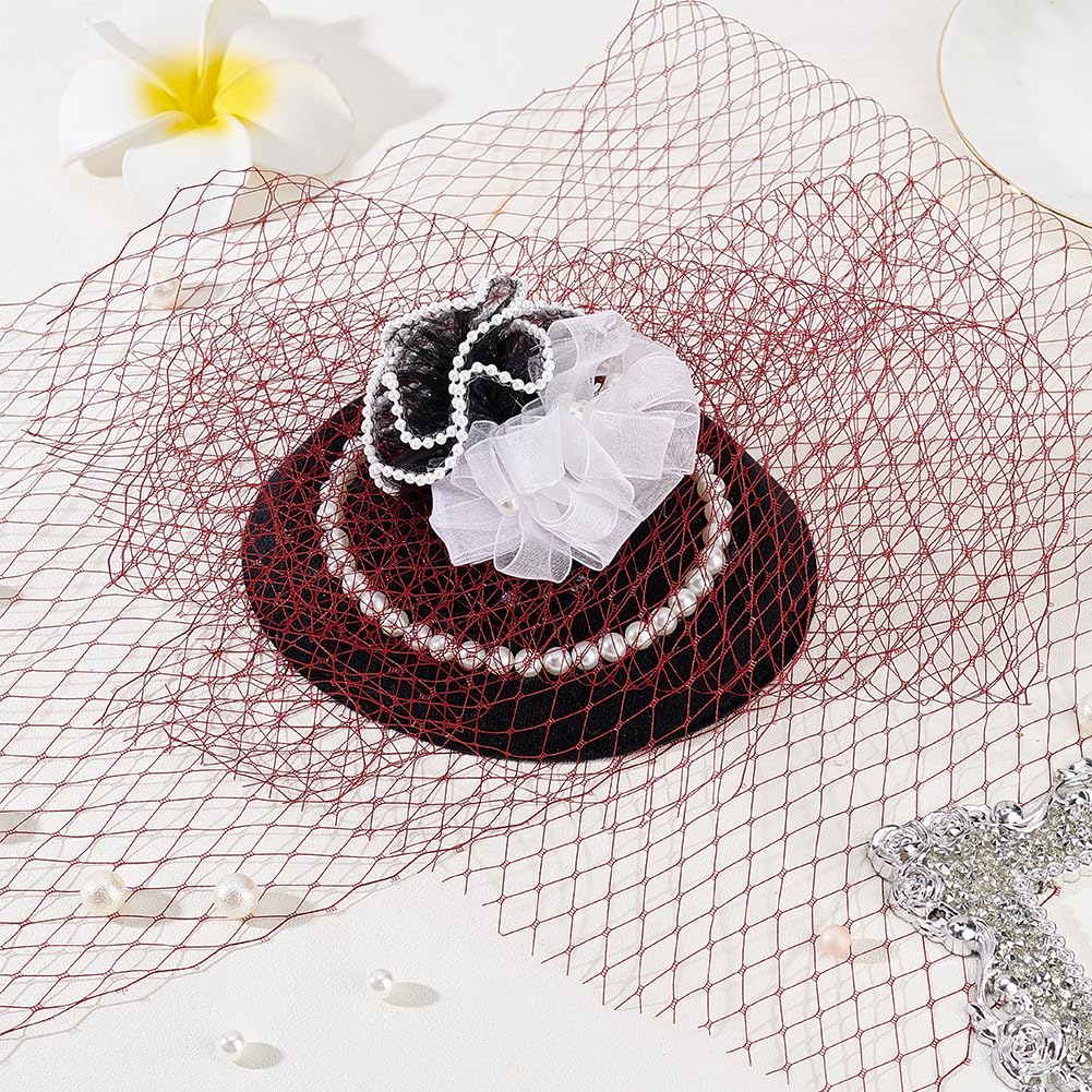 BENECREAT 3.28Yards Veil Mesh Fabric 10inch Wide Net Mesh Fabric Birdcage Bridal Veil for Wedding Veil Wedding Hat Decorating