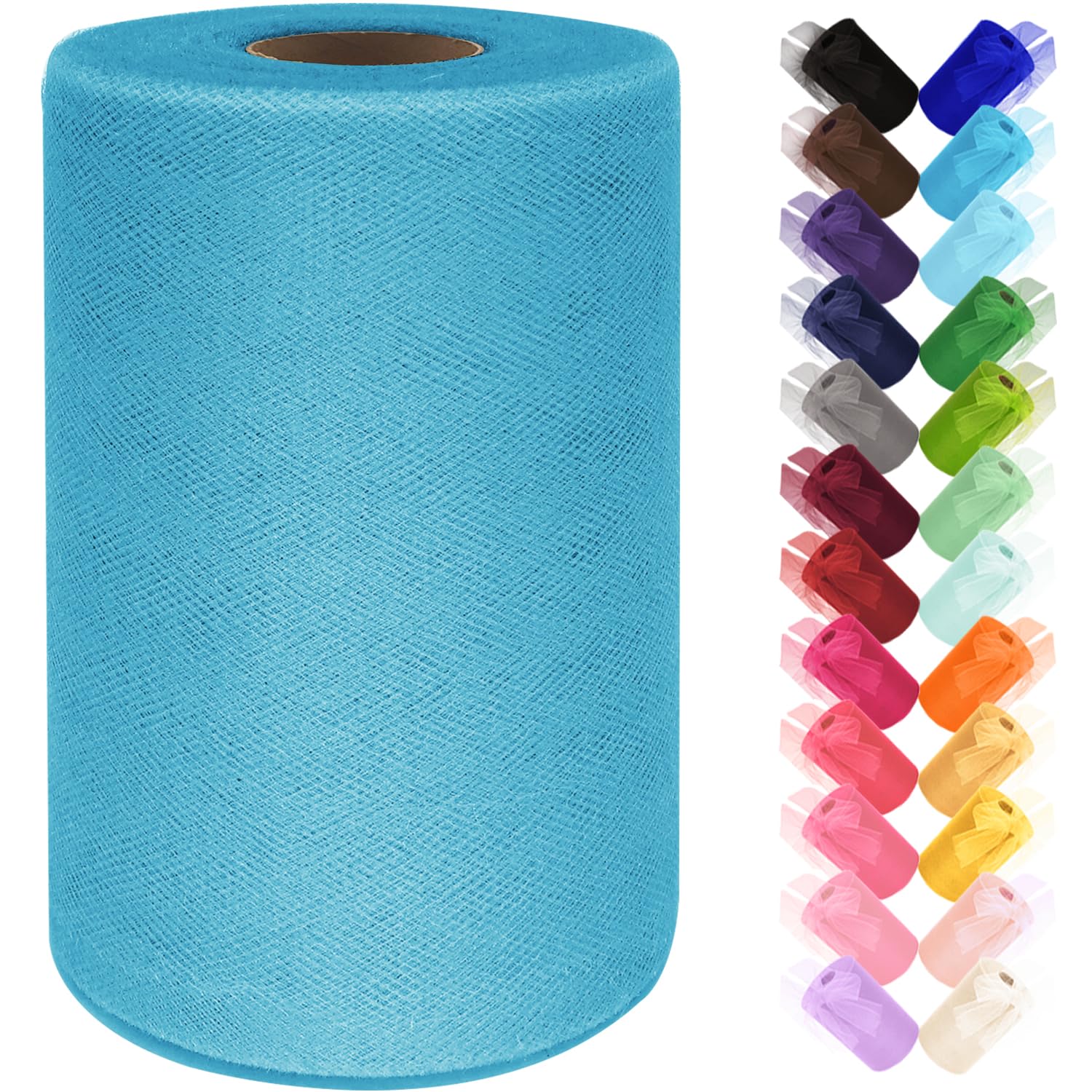 Black Tulle Fabric Roll 6 Inch by 100 Yards (300 ft) Tulle Ribbon Sheer Mesh Netting for DIY Tutu Skirt Gift Wrapping Wedding Baby Shower Birthday Halloween Party Decorations Crafts, 34 Colors (Black)
