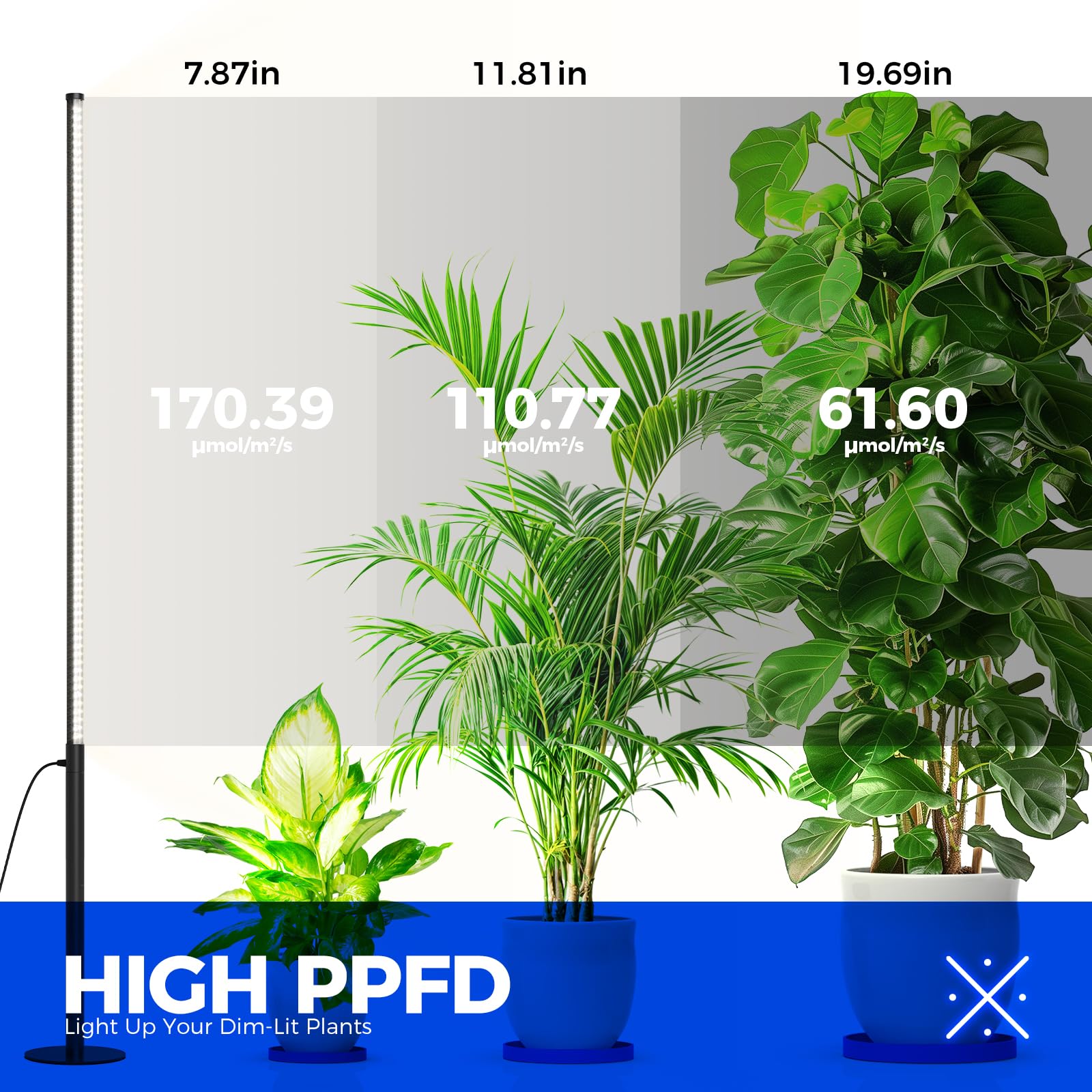Barrina T10 Pro Standing Grow Light with Timer, 42W, 5000K, Full Spectrum Vertical Tall Grow Lights for Indoor Plants, Wide Coverage, 4FT to 5.6FT Height with Foot Switch, for Flower and Tall Plants