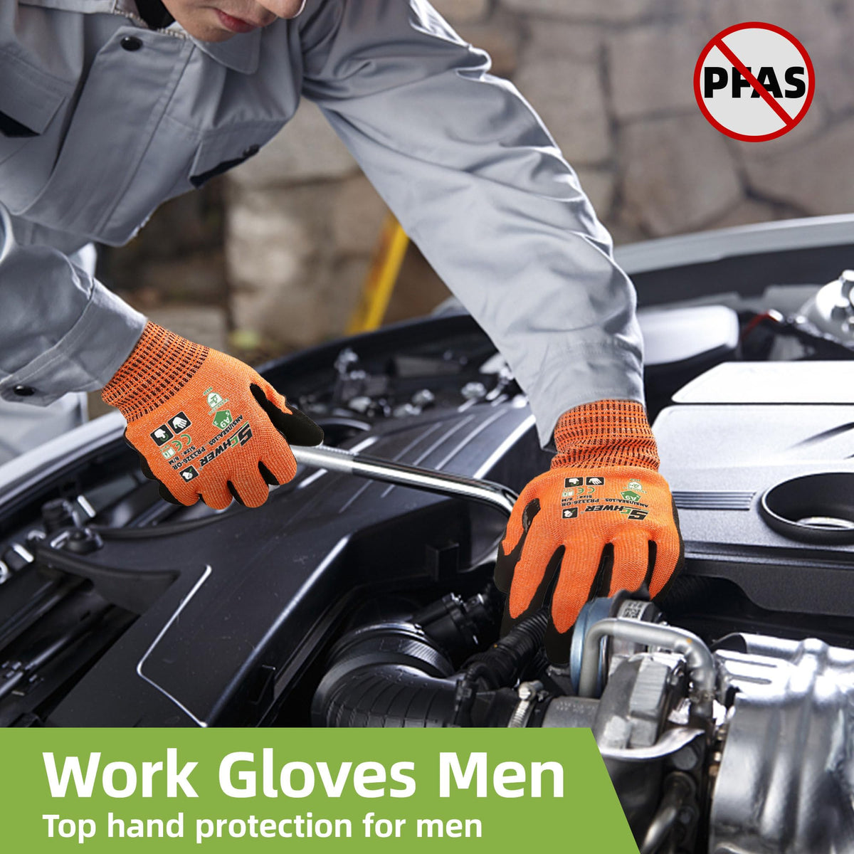 Schwer ProGuard High Level Cut Resistant Work Gloves for Extreme Protection, ANSI A9 Cut Gloves with Reinforced Thumb, Non Slip, Breathable, Durable, Touch-screen, Black 1 Pair（L 3326