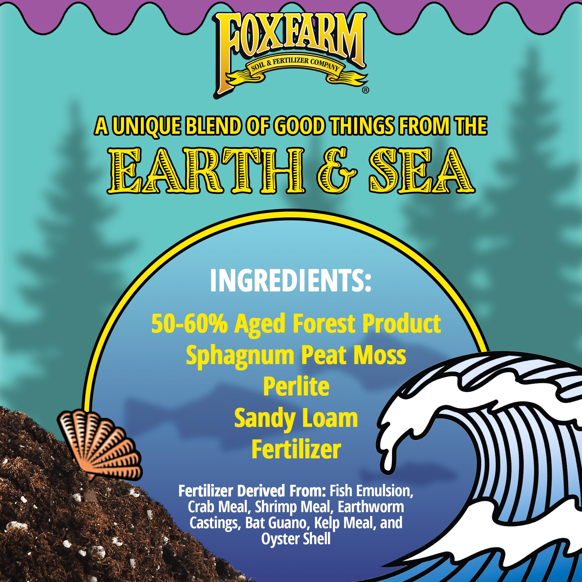 FoxFarm Ocean Forest Potting Soil with 2 Plant Tags, 1.5 cu ft – Light, Aerated Texture – for All Container Plants
