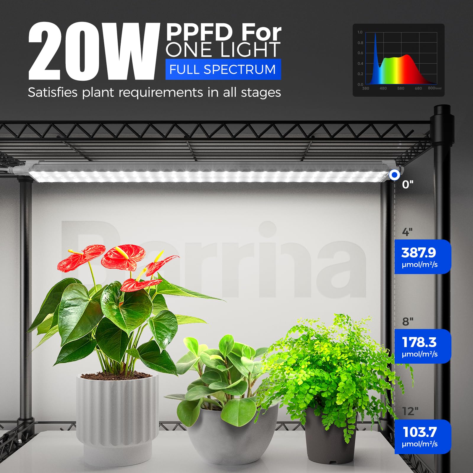 Barrina LH750 Pegboard Indoor Greenhouse with Grow Light, Plant Cabinet with 90W 5000K Full Spectrum Lamps, 3 Adjustable Pegboards, Timer, Wheel, for Foliage Plant, Seedling, 29.5x13.8x67.9IN