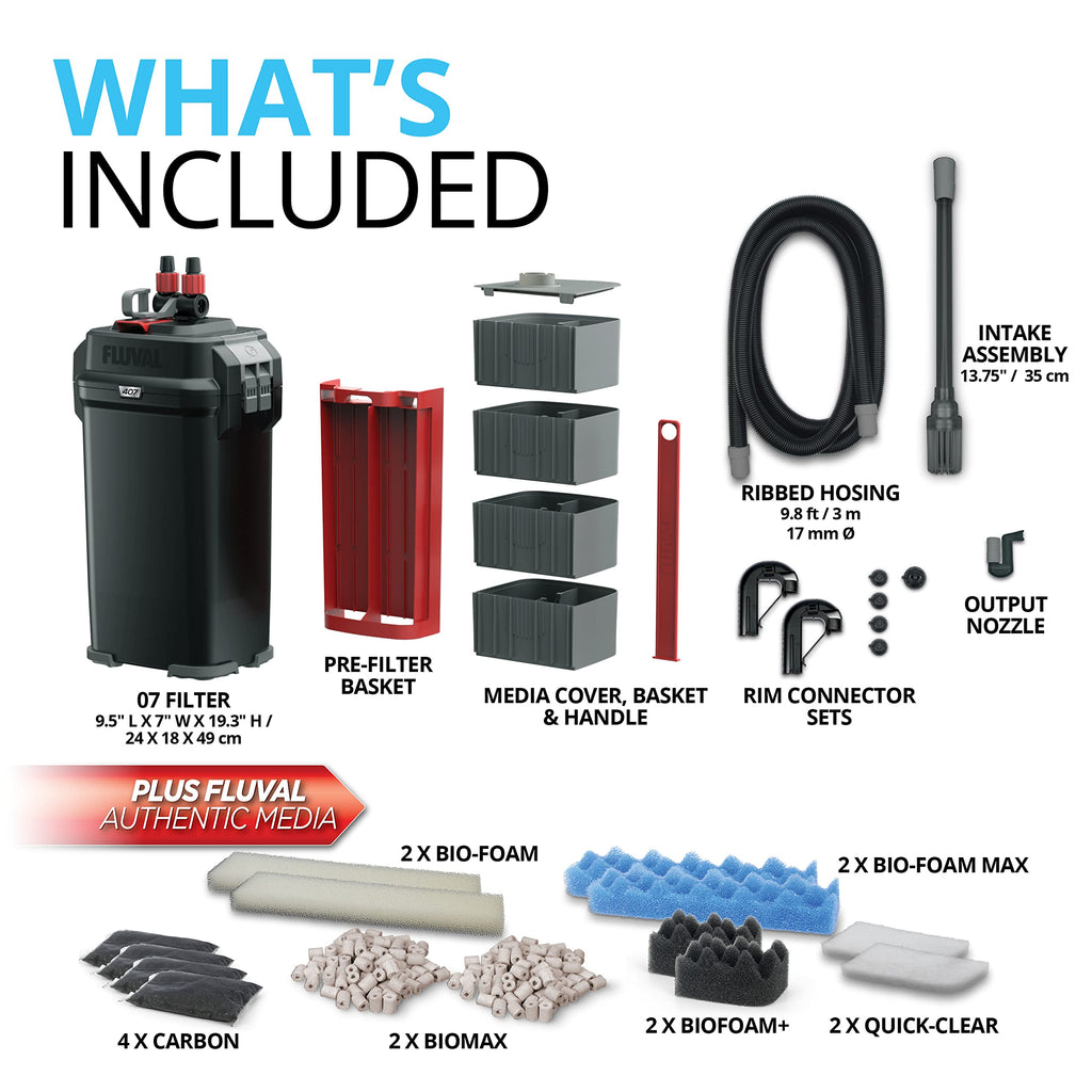 Fluval 207 Perfomance Canister Filter - for Aquariums Up to 45 Gallons - Aquarium Canister Filter