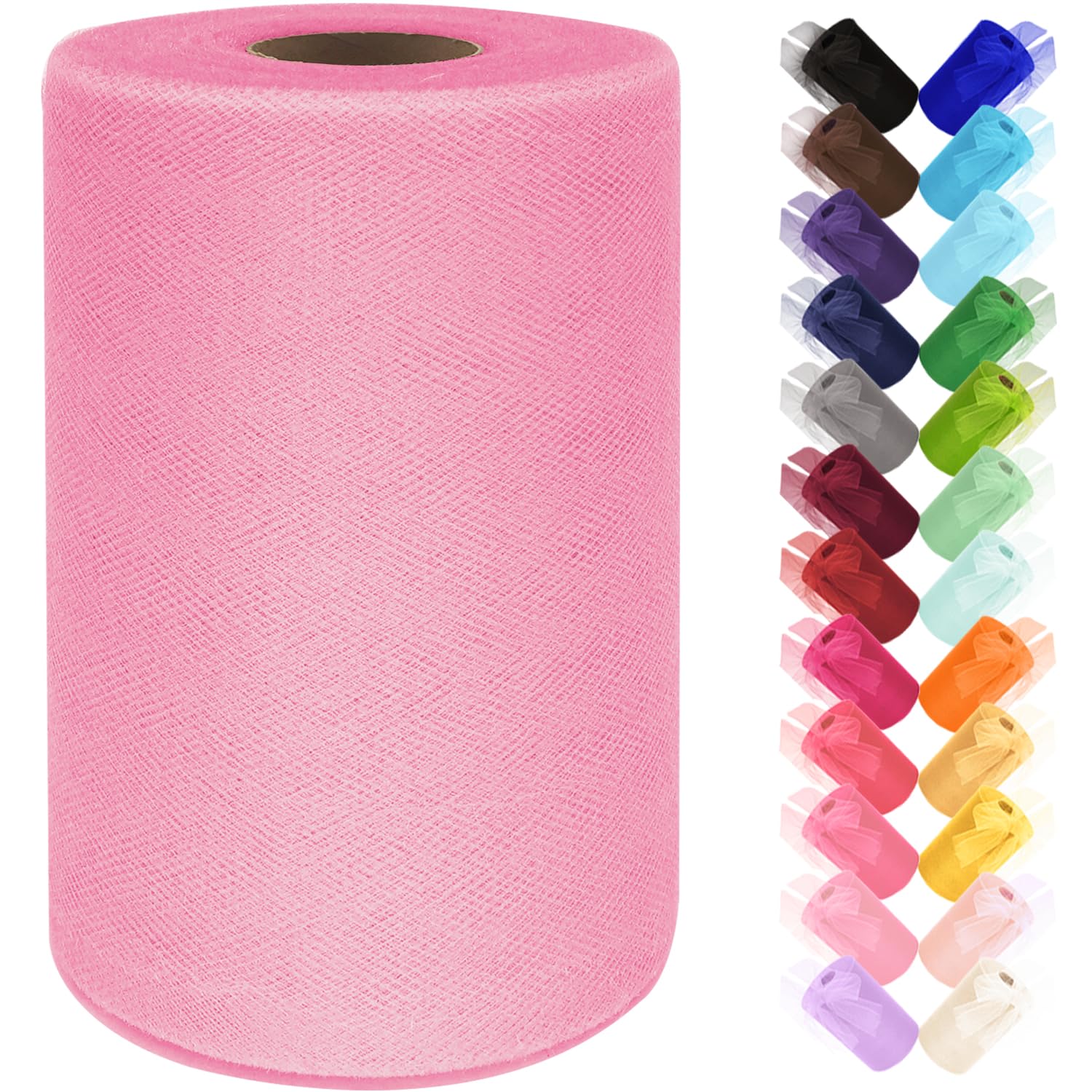 Black Tulle Fabric Roll 6 Inch by 100 Yards (300 ft) Tulle Ribbon Sheer Mesh Netting for DIY Tutu Skirt Gift Wrapping Wedding Baby Shower Birthday Halloween Party Decorations Crafts, 34 Colors (Black)