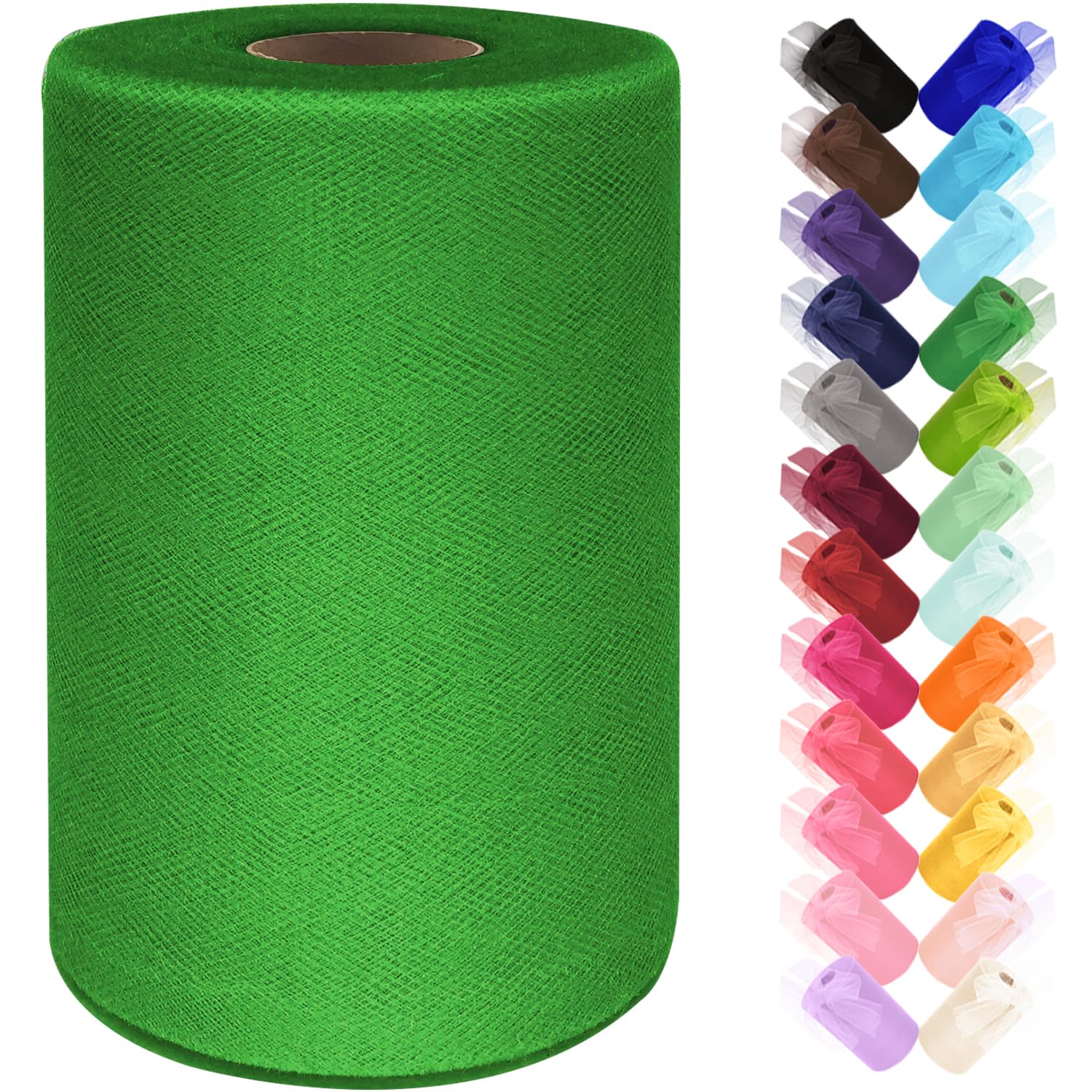 Black Tulle Fabric Roll 6 Inch by 100 Yards (300 ft) Tulle Ribbon Sheer Mesh Netting for DIY Tutu Skirt Gift Wrapping Wedding Baby Shower Birthday Halloween Party Decorations Crafts, 34 Colors (Black)