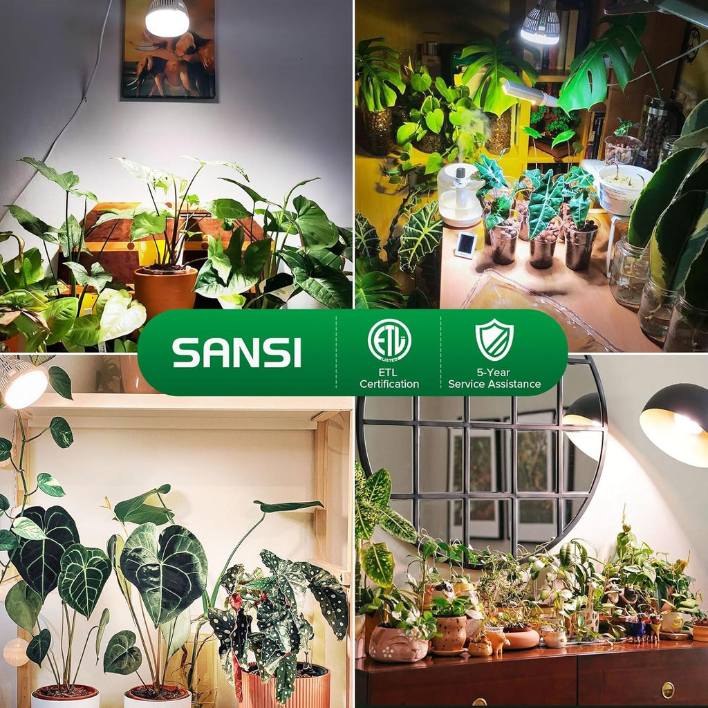 SANSI Dimmable Grow Light Bulb Full Spectrum, High PPFD 30W Grow Bulb (450 Watt Equiv) with Remote, Auto On Off Timing 4 8 12 Hrs, Energy Saving Plant Light Bulb with E26 Base for Indoor Plants