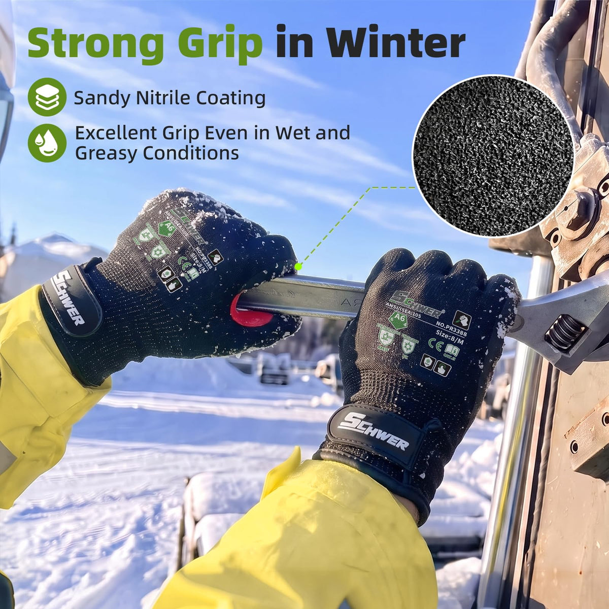 Schwer ProGuard High Level Cut Resistant Work Gloves for Extreme Protection, ANSI A9 Cut Gloves with Reinforced Thumb, Non Slip, Breathable, Durable, Touch-screen, Black 1 Pair（L 3326