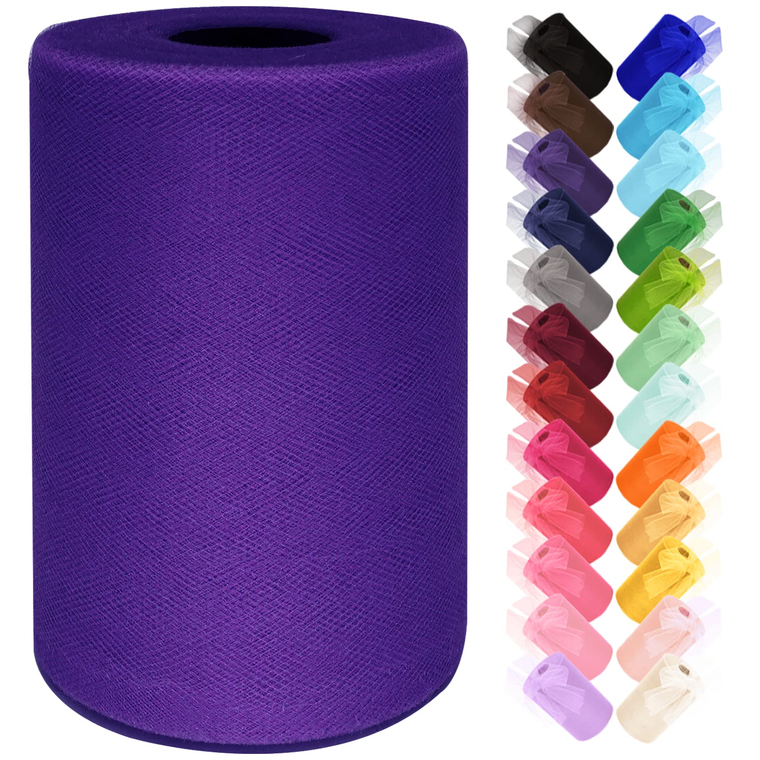 Black Tulle Fabric Roll 6 Inch by 100 Yards (300 ft) Tulle Ribbon Sheer Mesh Netting for DIY Tutu Skirt Gift Wrapping Wedding Baby Shower Birthday Halloween Party Decorations Crafts, 34 Colors (Black)