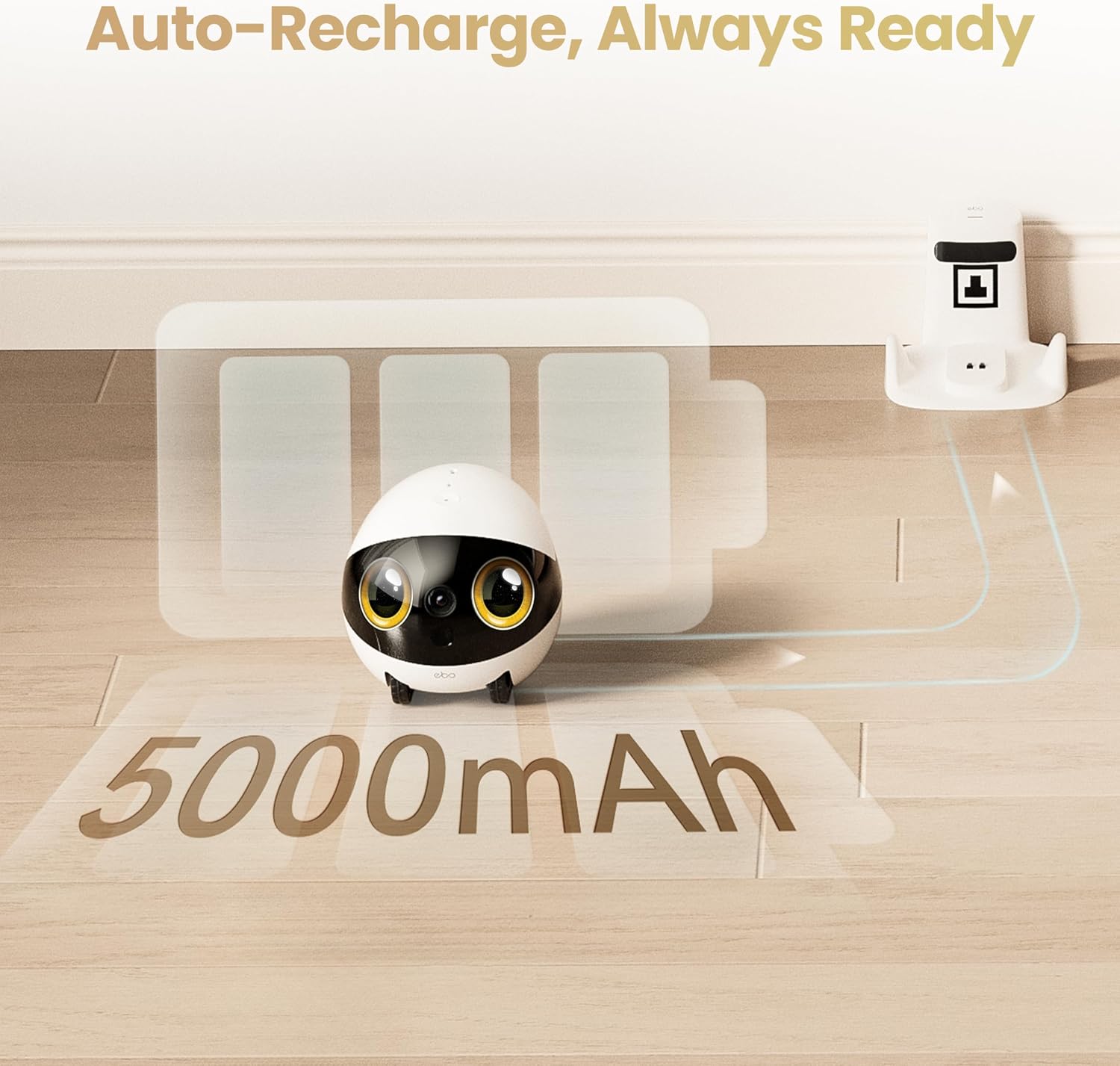 Enabot EBO Air 2S Mobile Robot Camera: 2.5K FamilyBot with Two-Way Video | Whole-Home Mobility, Custom Facial Image, Auto-Recharge, Night Vision, Long Distance Gift for Family/Pets