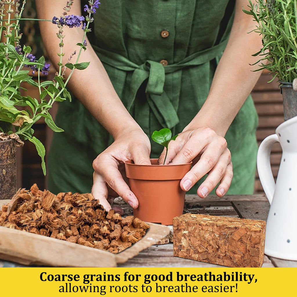 Riare 2 Pack Coco Chips Substrate for Plants- 2.2lb 100% Organic Coconut Husk Brick with Low EC and pH Balanced, High Expansion Coconut Substrate Coco Husk Mulch for Garden Flowers, Herbs, Planting