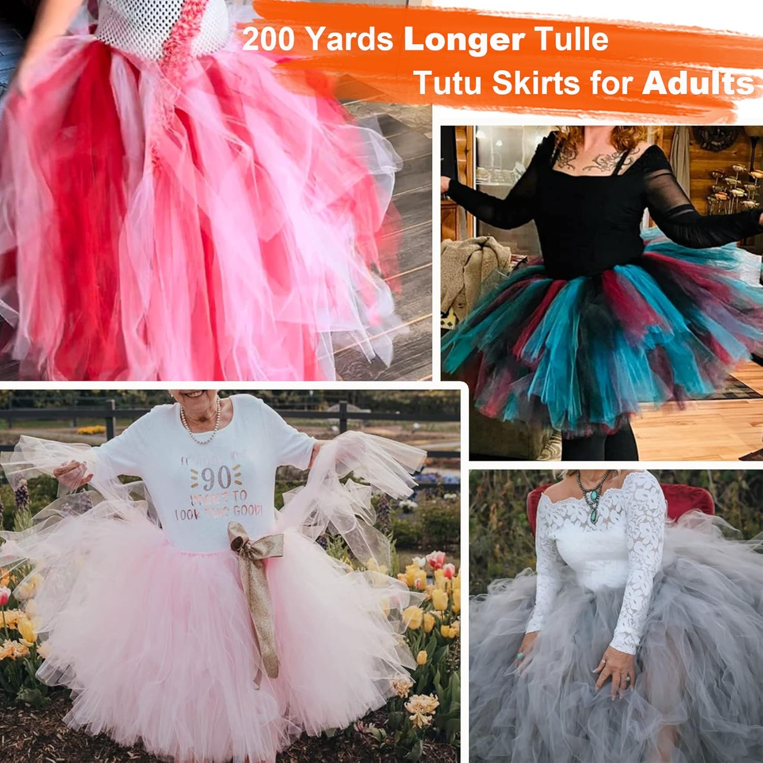 Black Tulle Fabric Roll 6 Inch by 100 Yards (300 ft) Tulle Ribbon Sheer Mesh Netting for DIY Tutu Skirt Gift Wrapping Wedding Baby Shower Birthday Halloween Party Decorations Crafts, 34 Colors (Black)