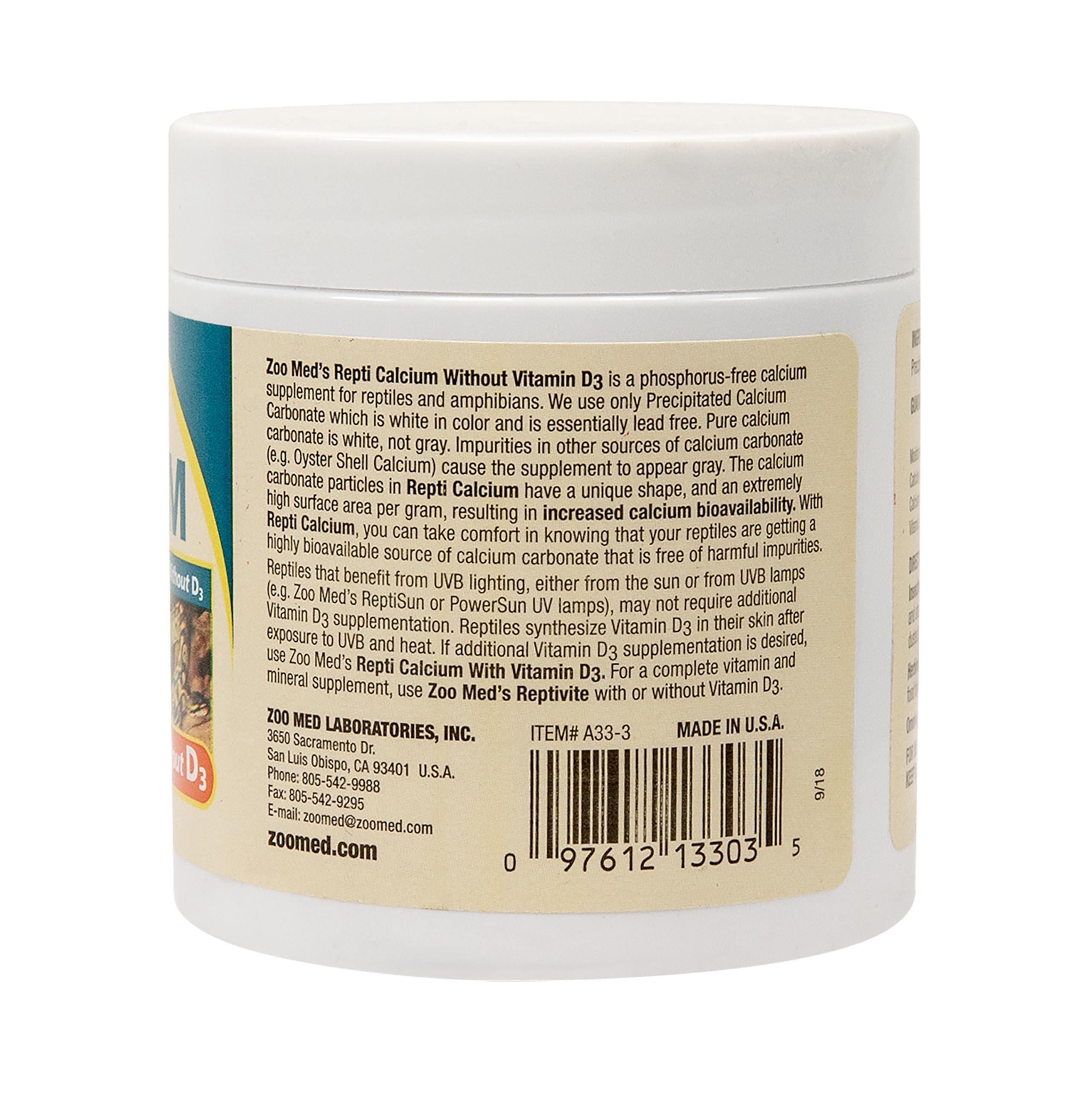 Zoo Med Reptile Calcium without Vitamin D3, 8-Ounce