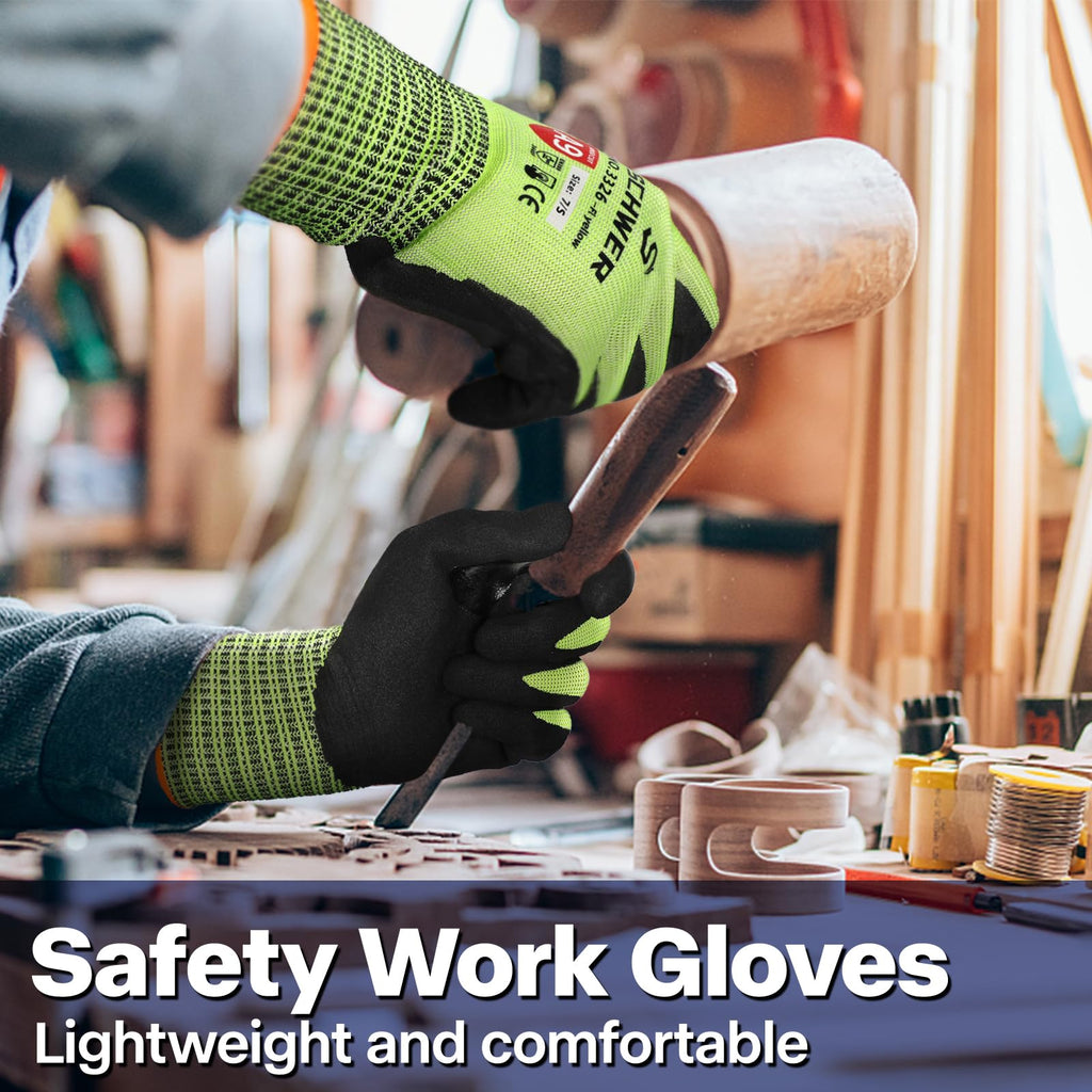 Schwer ProGuard High Level Cut Resistant Work Gloves for Extreme Protection, ANSI A9 Cut Gloves with Reinforced Thumb, Non Slip, Breathable, Durable, Touch-screen, Black 1 Pair（L 3326