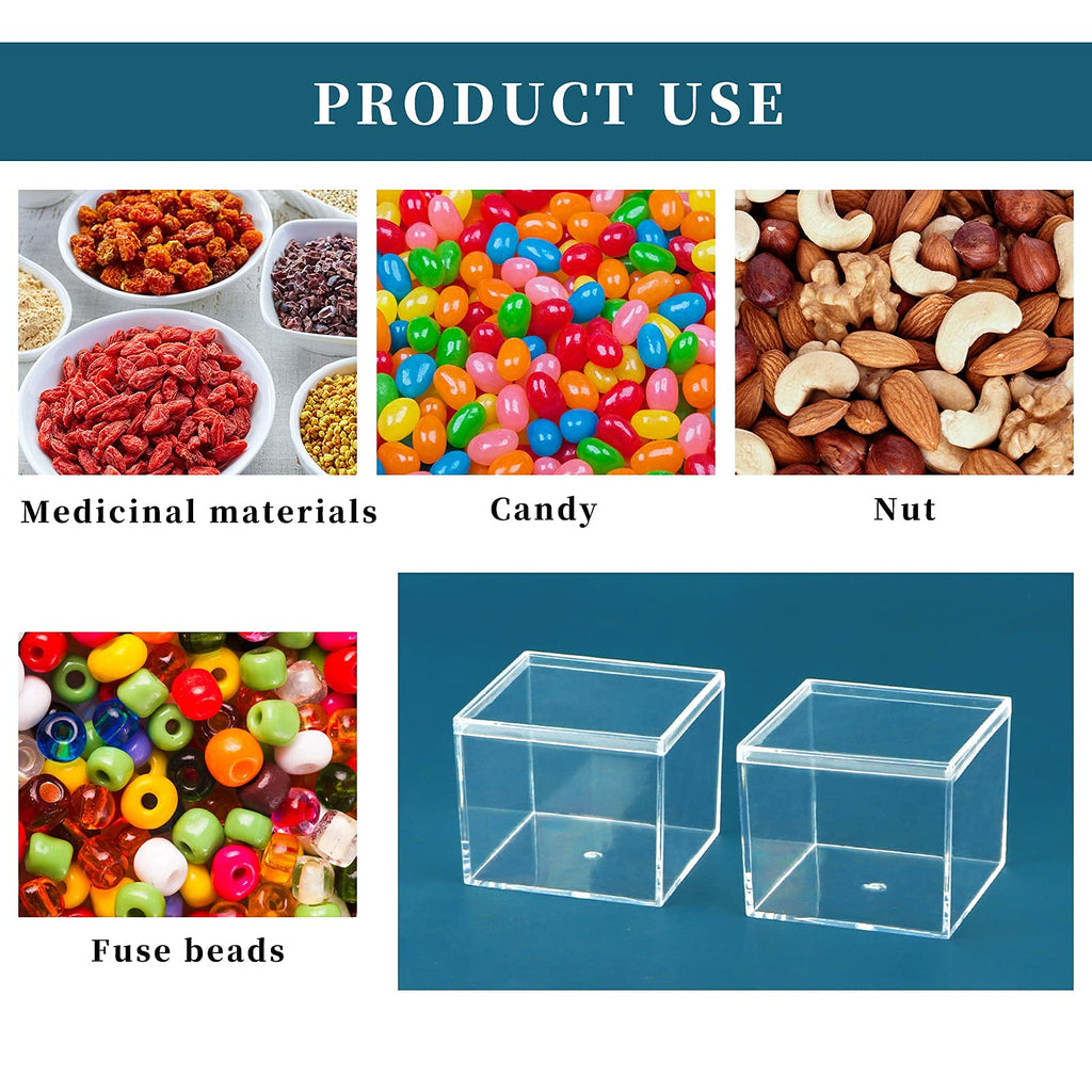 dedoot Small Acrylic Box with Lid 2.2x2.2x1.3 Inch, 4 Pack Suqare Plastic Box Acrylic Storage Cube Boxes Candy Container for Candy, Jewelry Accessories, Tiny Items