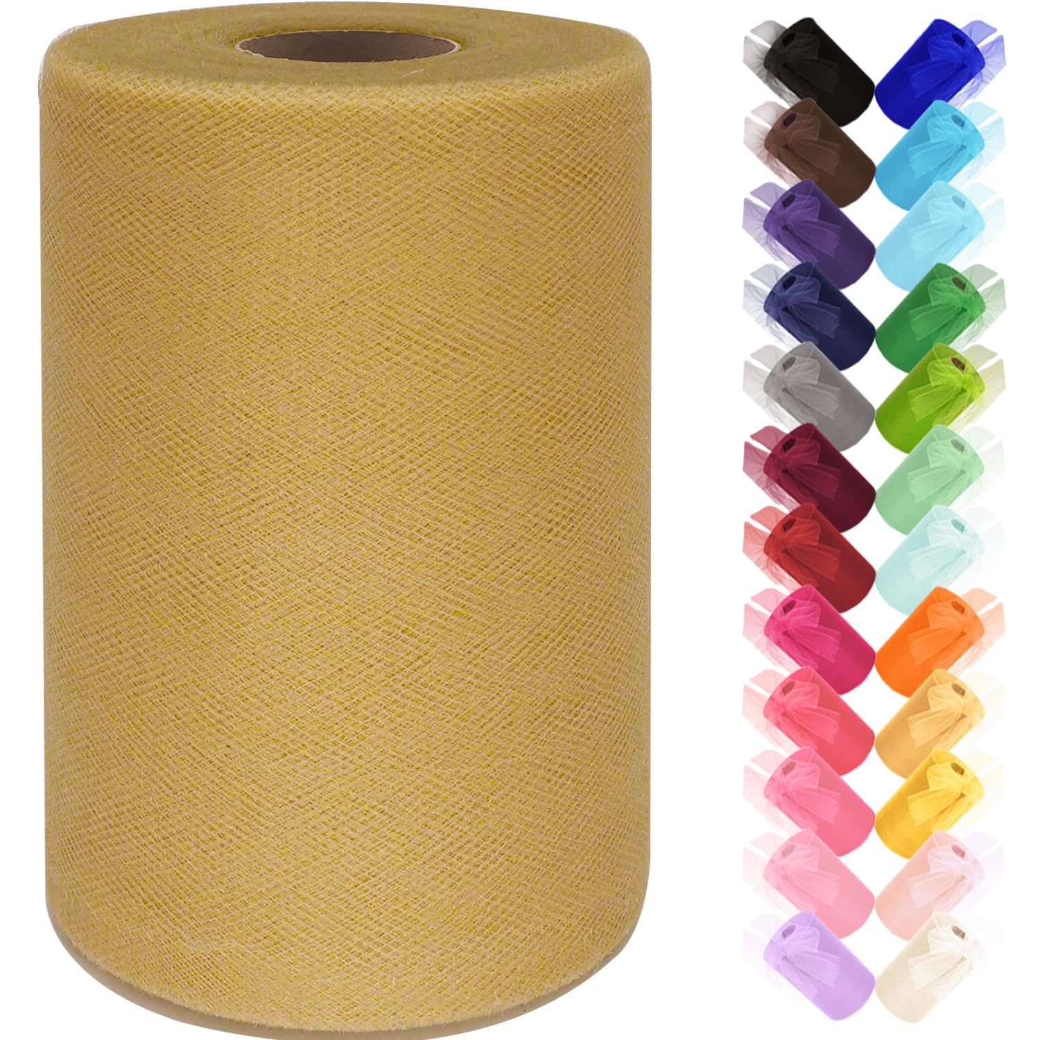 Black Tulle Fabric Roll 6 Inch by 100 Yards (300 ft) Tulle Ribbon Sheer Mesh Netting for DIY Tutu Skirt Gift Wrapping Wedding Baby Shower Birthday Halloween Party Decorations Crafts, 34 Colors (Black)
