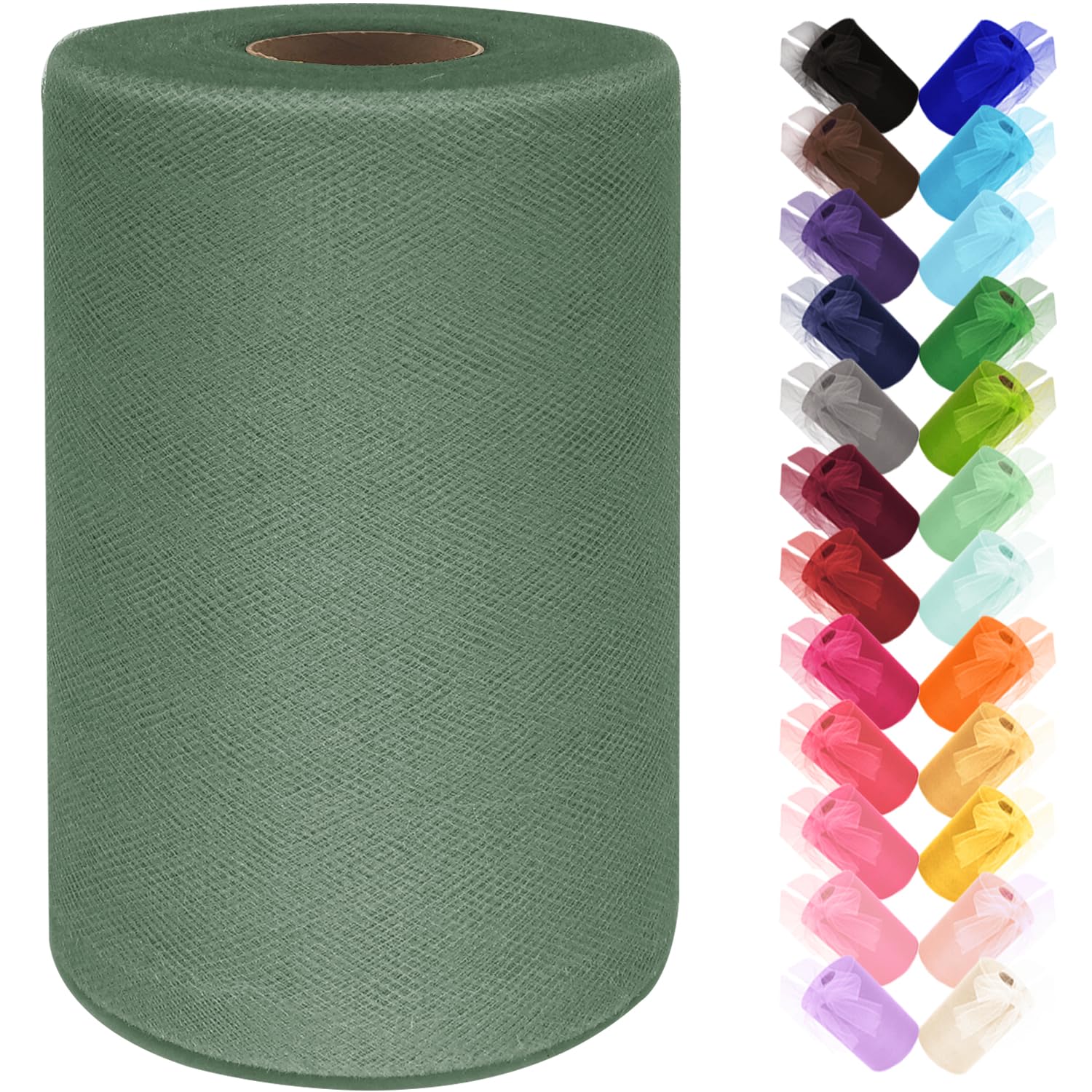Black Tulle Fabric Roll 6 Inch by 100 Yards (300 ft) Tulle Ribbon Sheer Mesh Netting for DIY Tutu Skirt Gift Wrapping Wedding Baby Shower Birthday Halloween Party Decorations Crafts, 34 Colors (Black)