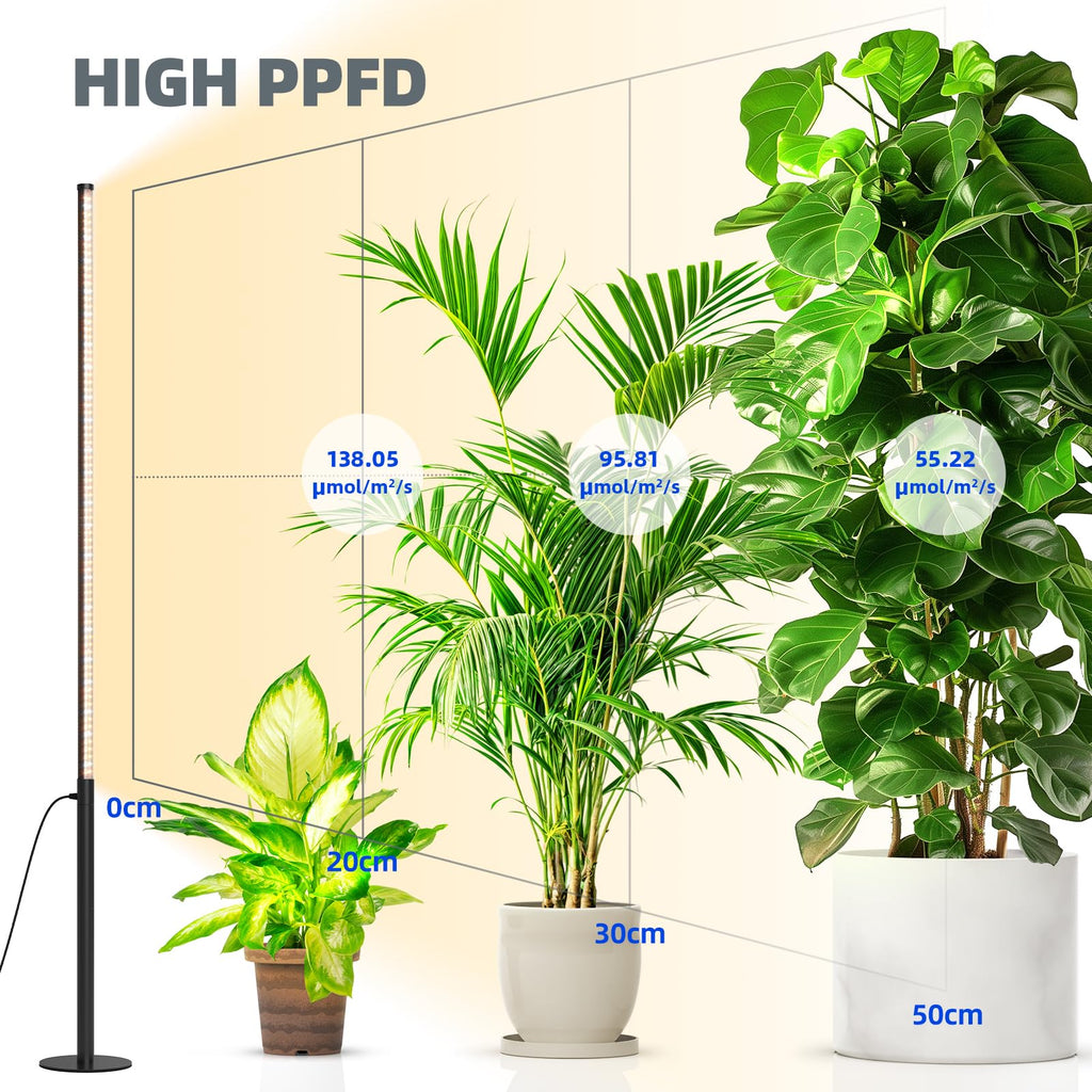 Barrina T10 Pro Standing Grow Light with Timer, 42W, 5000K, Full Spectrum Vertical Tall Grow Lights for Indoor Plants, Wide Coverage, 4FT to 5.6FT Height with Foot Switch, for Flower and Tall Plants