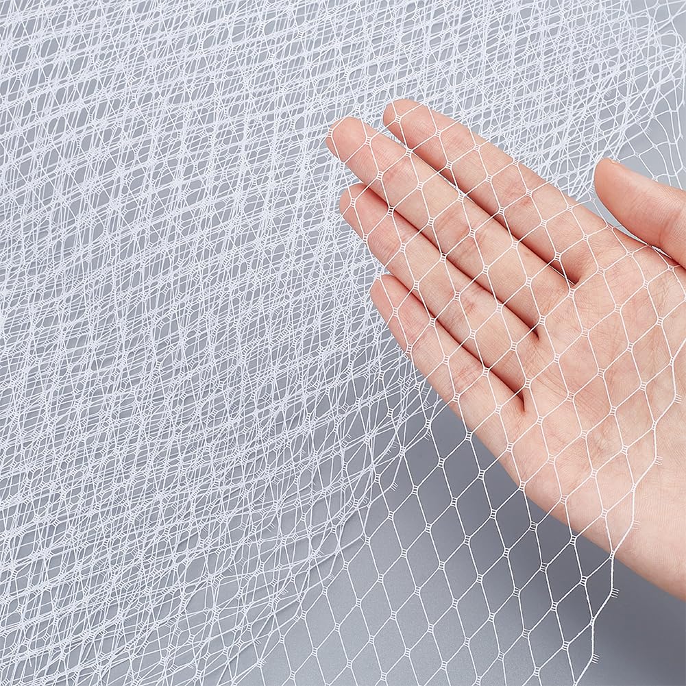 BENECREAT 3.28Yards Veil Mesh Fabric 10inch Wide Net Mesh Fabric Birdcage Bridal Veil for Wedding Veil Wedding Hat Decorating
