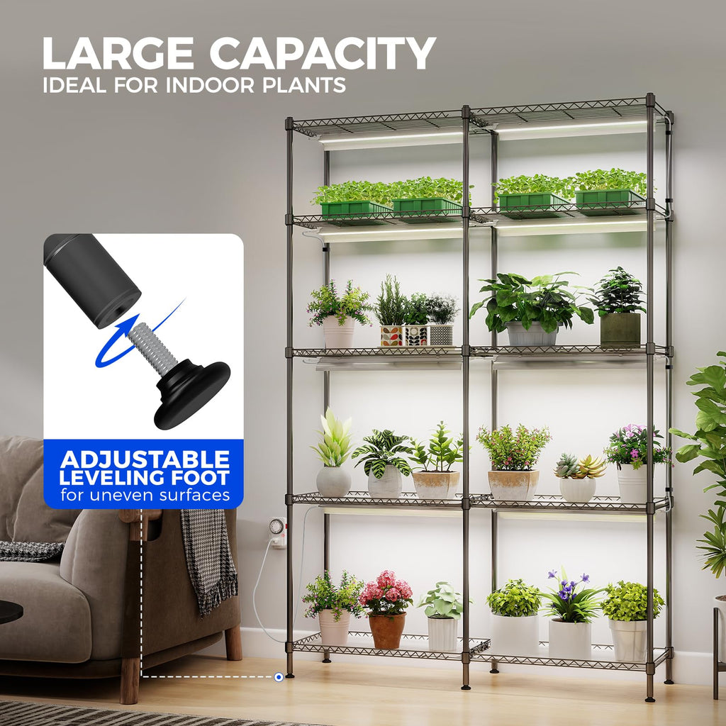 Barrina LH750 Pegboard Indoor Greenhouse with Grow Light, Plant Cabinet with 90W 5000K Full Spectrum Lamps, 3 Adjustable Pegboards, Timer, Wheel, for Foliage Plant, Seedling, 29.5x13.8x67.9IN