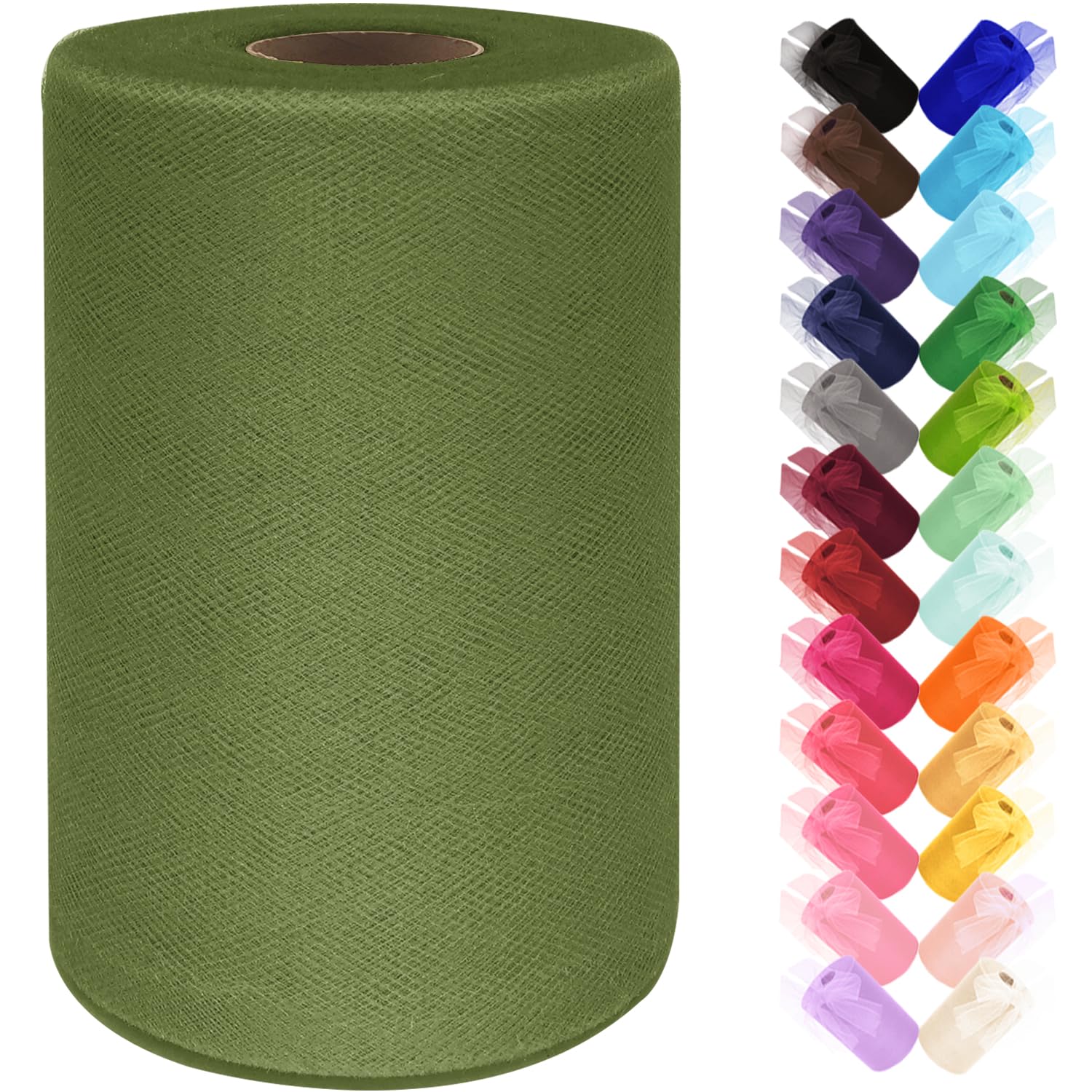 Black Tulle Fabric Roll 6 Inch by 100 Yards (300 ft) Tulle Ribbon Sheer Mesh Netting for DIY Tutu Skirt Gift Wrapping Wedding Baby Shower Birthday Halloween Party Decorations Crafts, 34 Colors (Black)